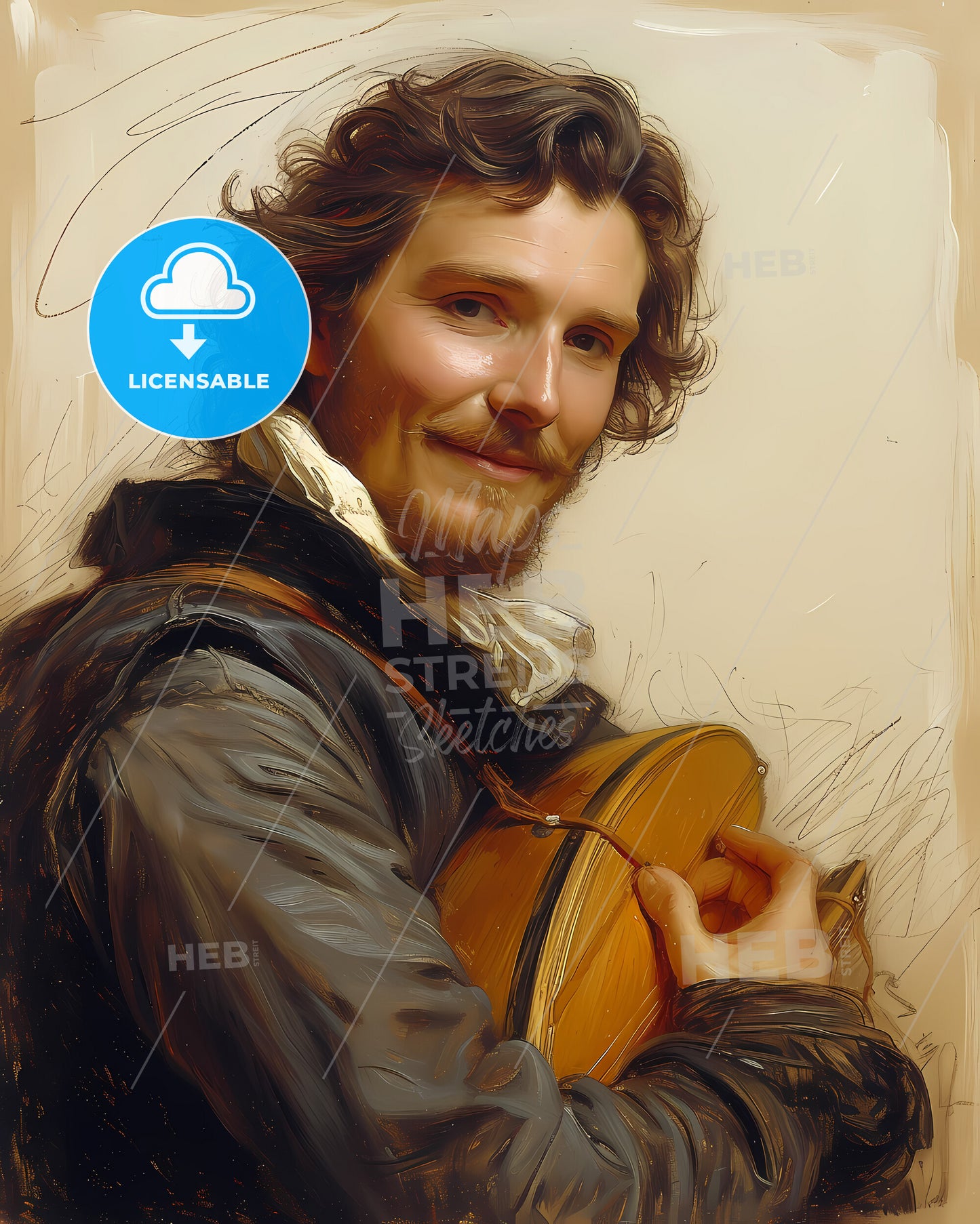 John, Dowland, 1563 - 1626, a man holding a guitar