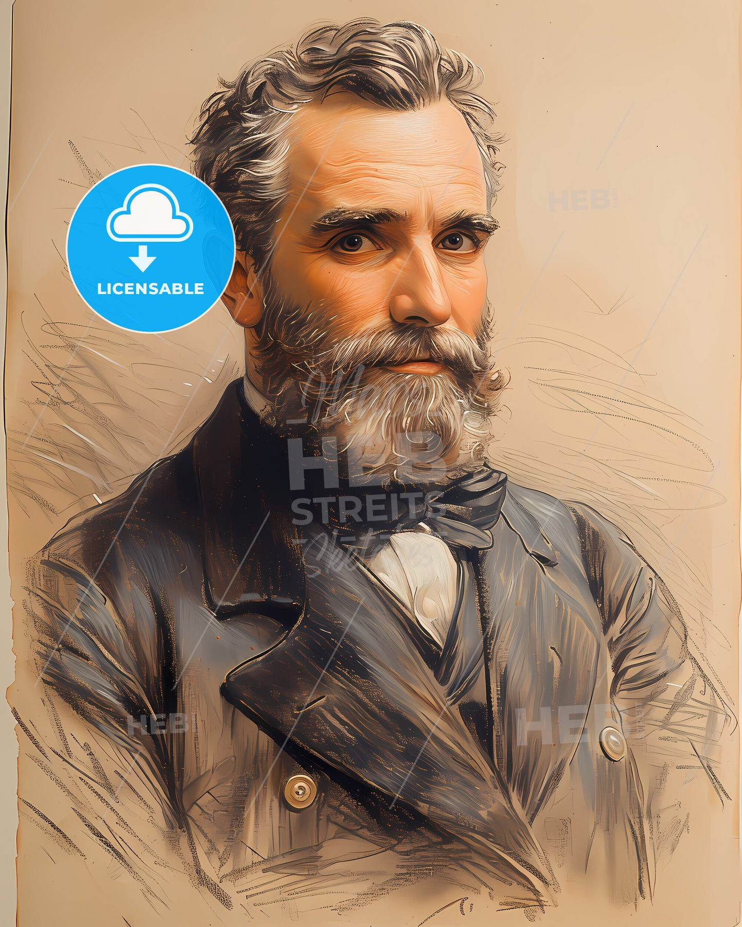 Charles, Wilkes, 1798 - 1877, a man with a beard and mustache