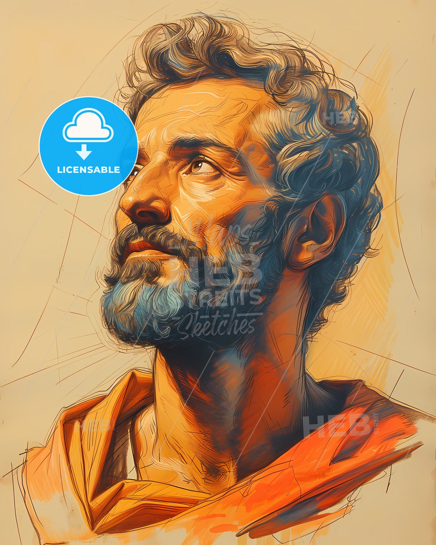 Anaxagoras, c. 510-500 BC - c. 428-427 BC, a man with a beard looking up