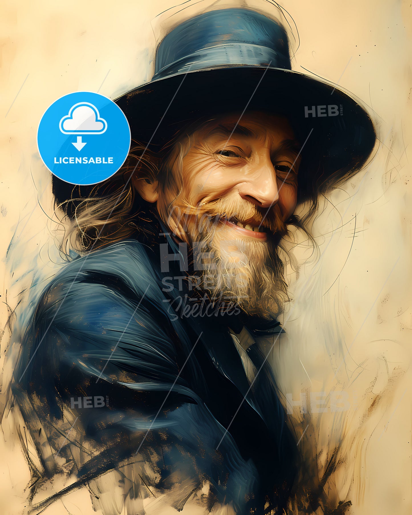 Hans Christian, Andersen, 1805 - 1875, a man wearing a hat