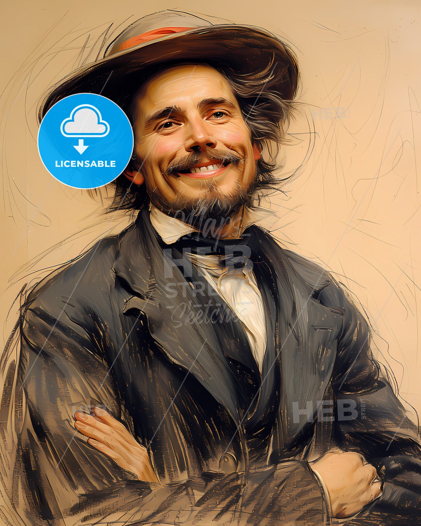 August, Strindberg, 1849 - 1912, a man with a hat and a beard