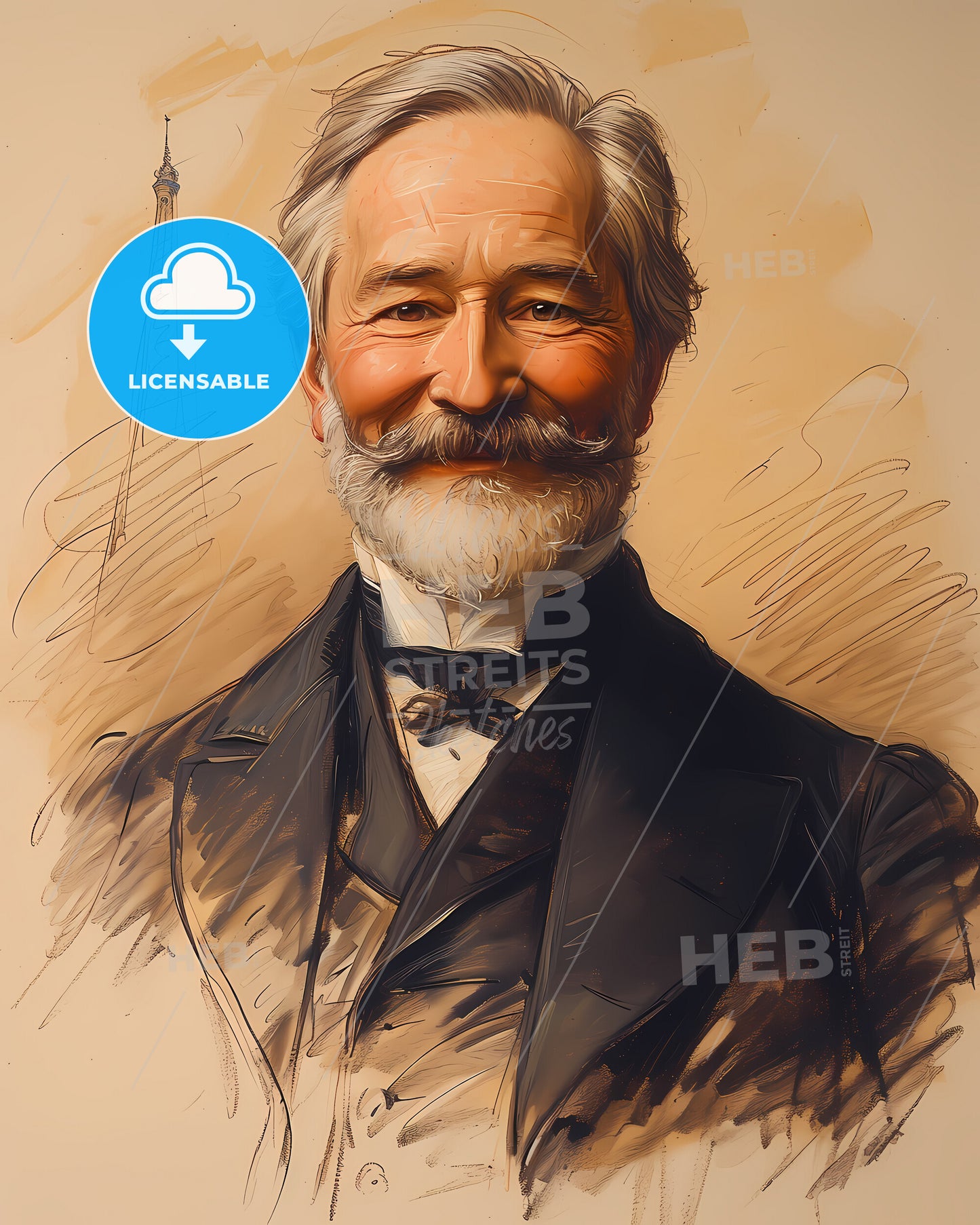 Gustave, Eiffel, 1832 - 1923, a man with a mustache and beard