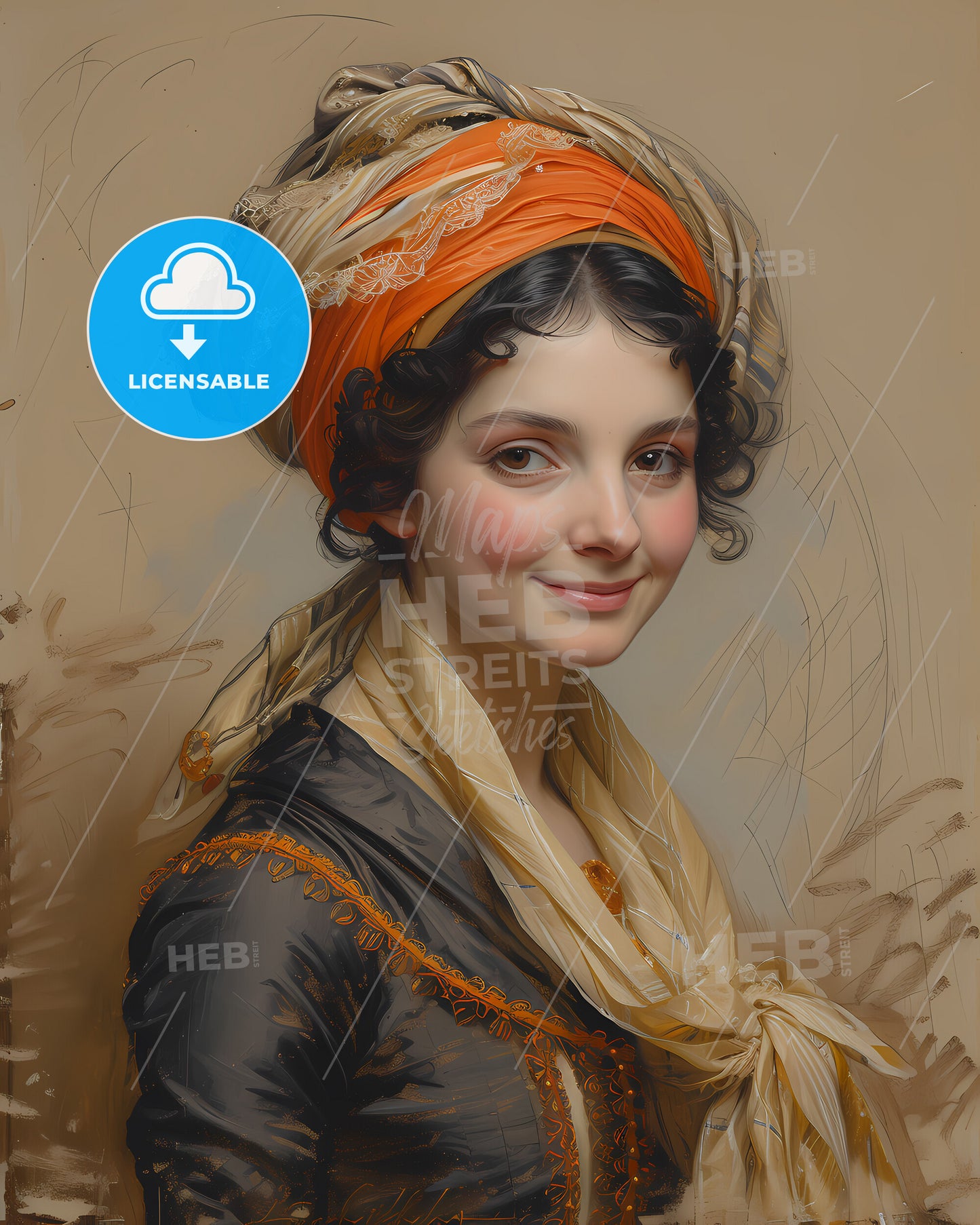 Abigail, Adams, 1744 - 1818, a woman with a scarf and a turban