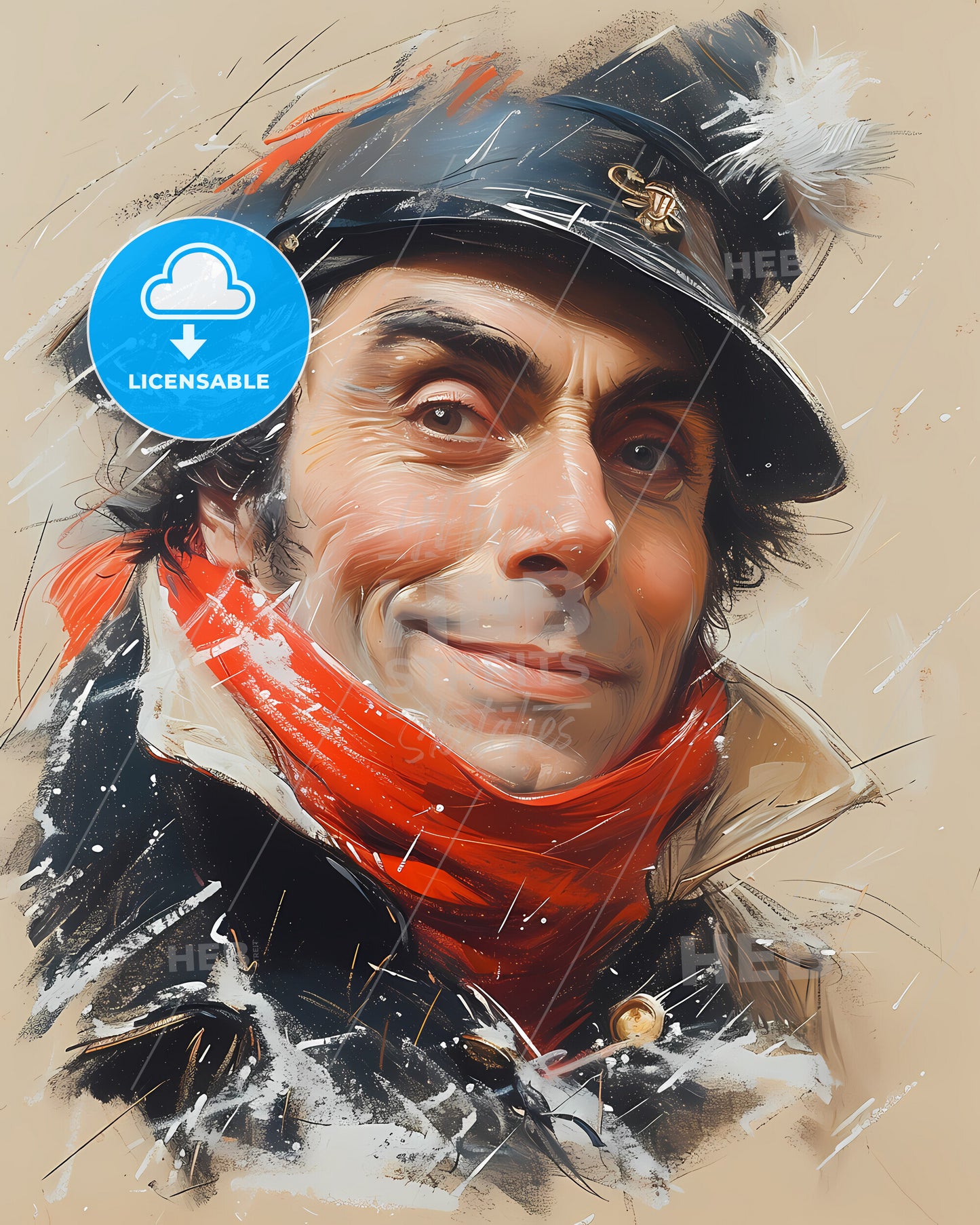 Benedict, Arnold, 1741 - 1801, a man wearing a hat and scarf