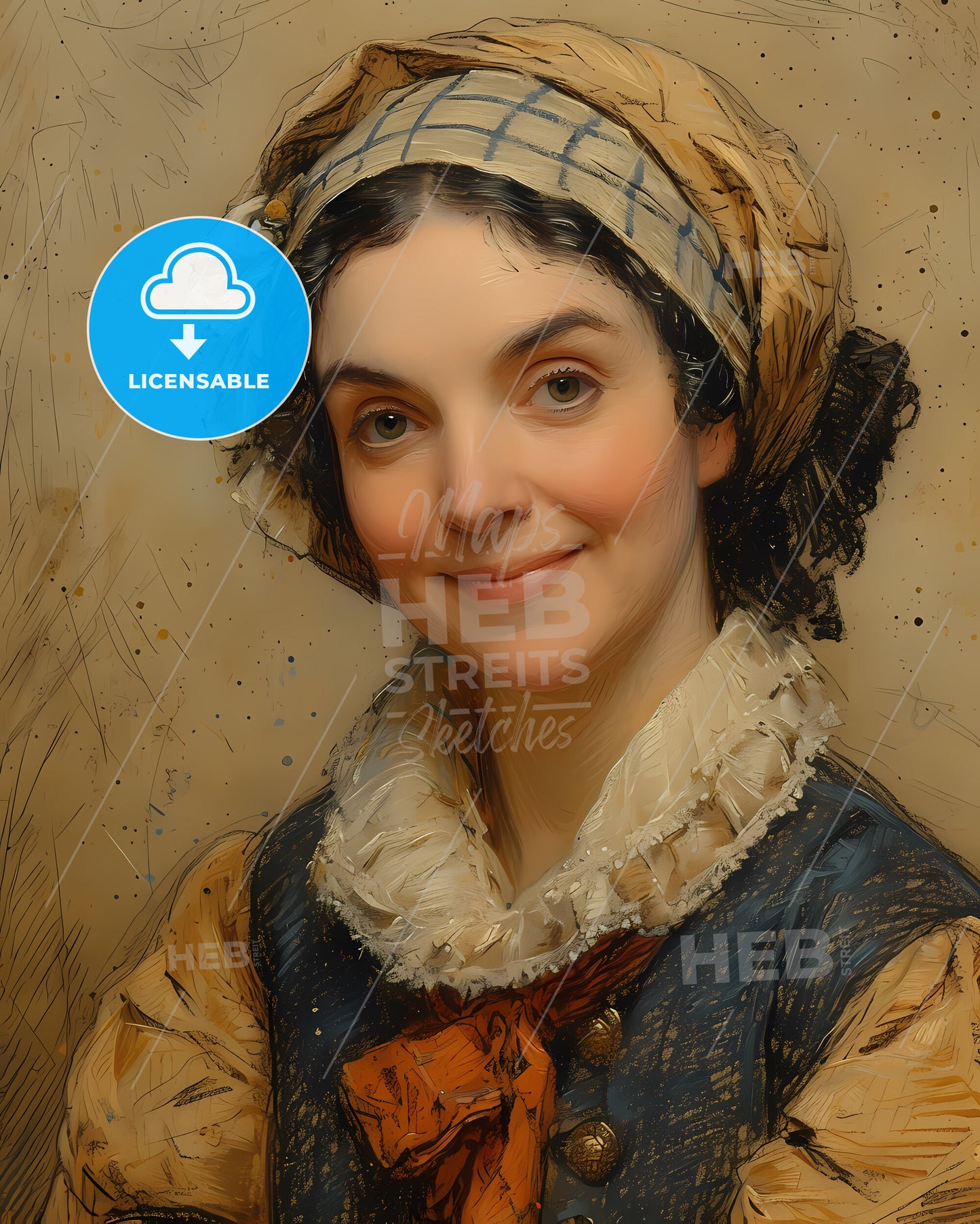 Abigail, Adams, 1744 - 1818, a woman wearing a head scarf and a vest