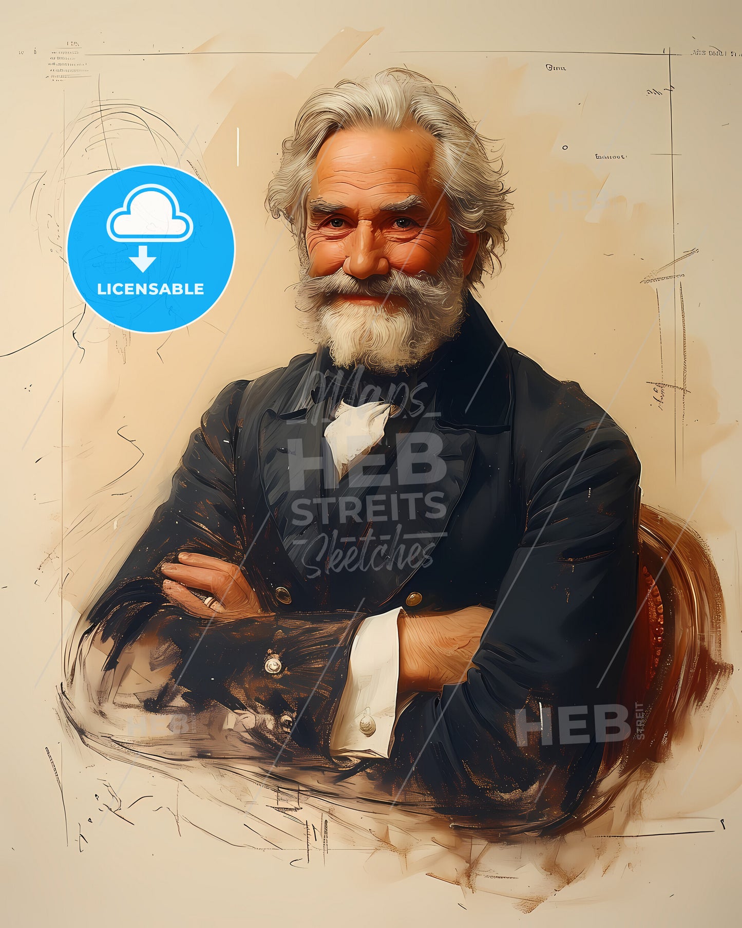 Wilhelm, Roentgen, 1845 - 1923, a man with a beard and mustache sitting in a chair