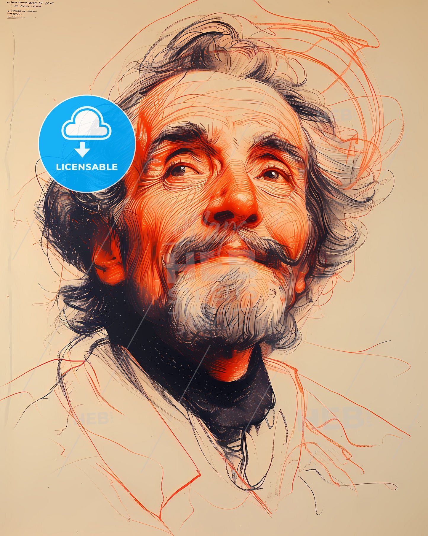 Edward, III, 1312 - 1377, a drawing of a man with red lines