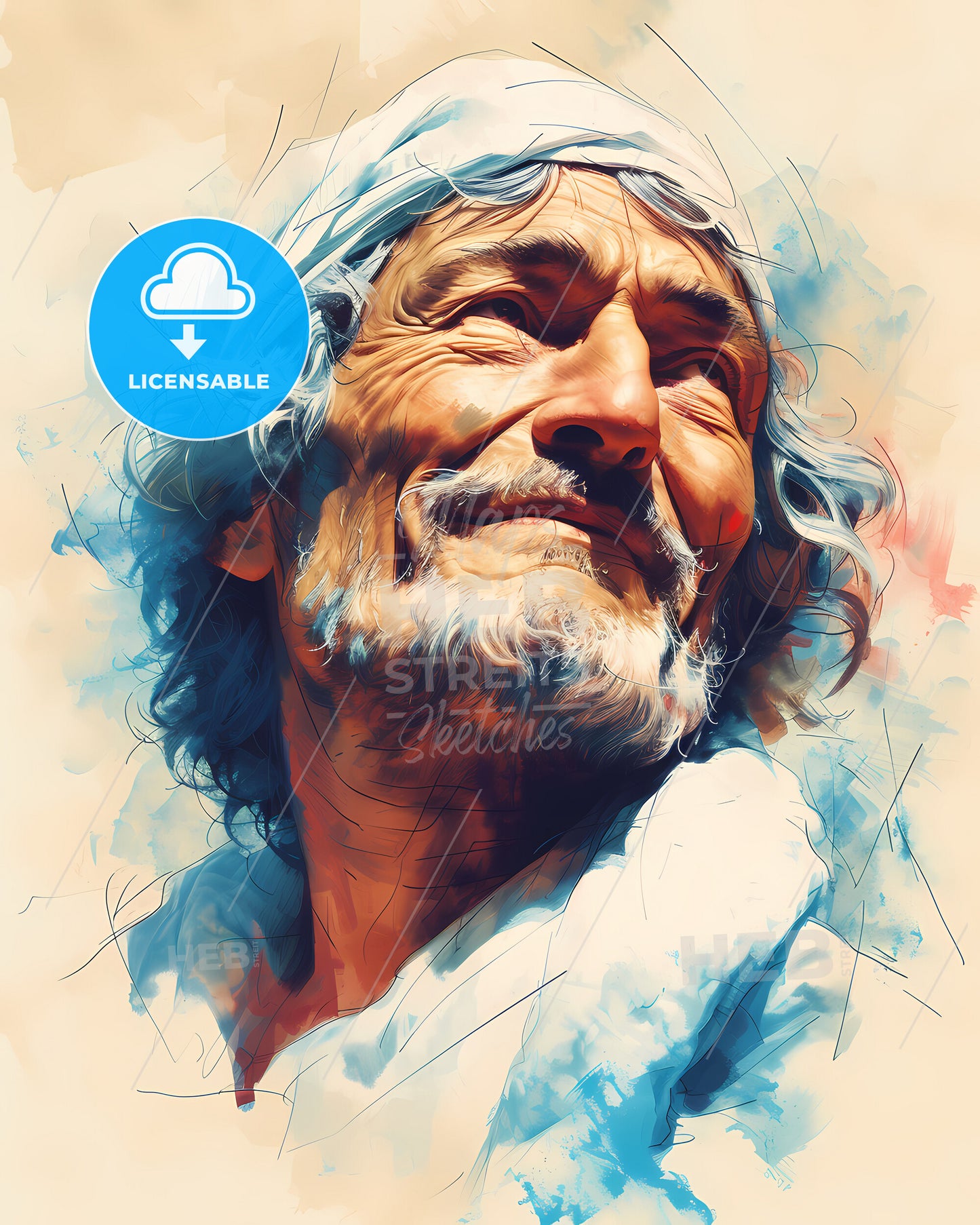 Dante, Alighieri, 1265 - 1321, a man with blue hair and a white robe