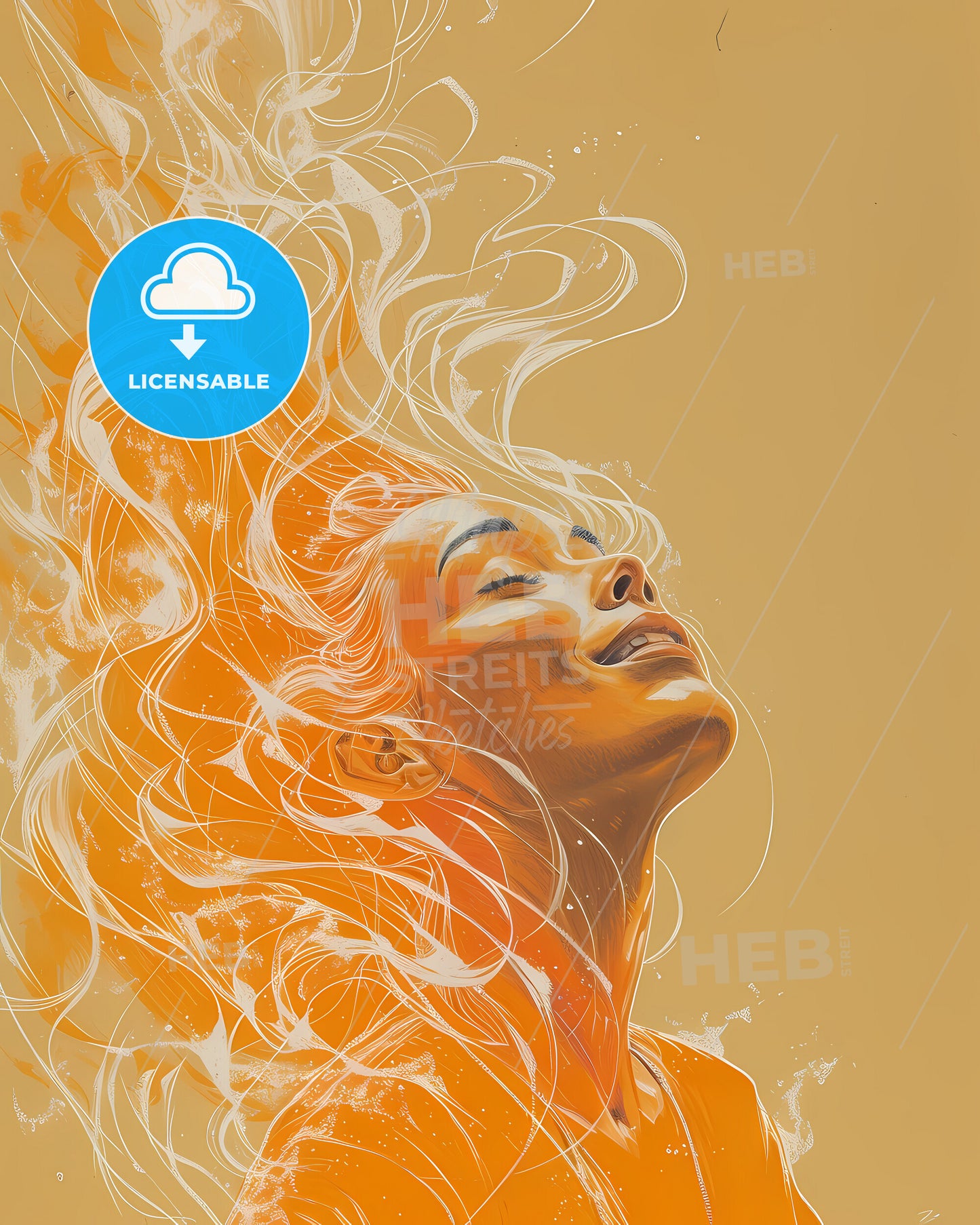 Persephone, Queen of the Underworld, a woman with long hair and eyes closed