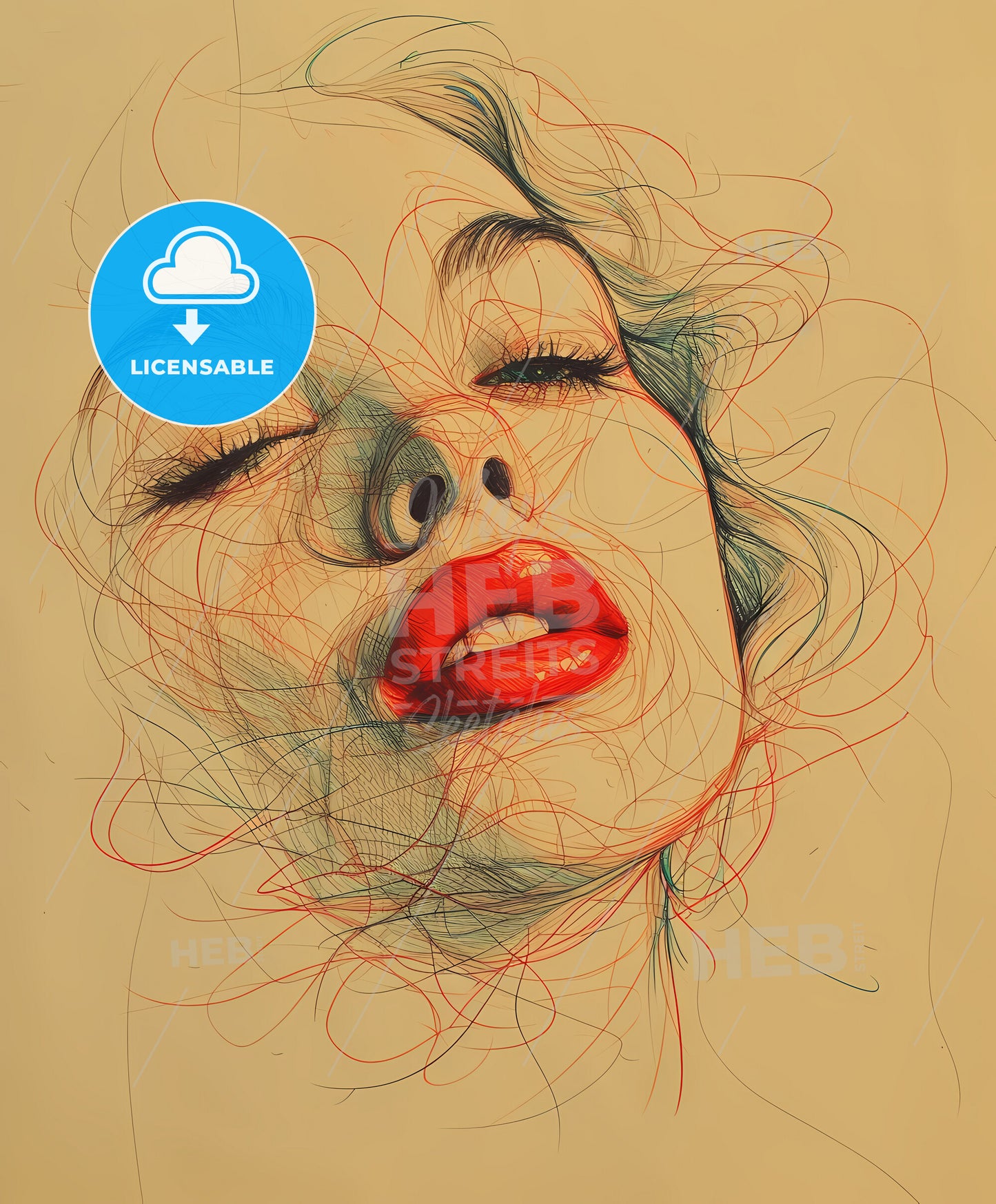 film, noir, vintage pin-up art, a drawing of a woman_s face