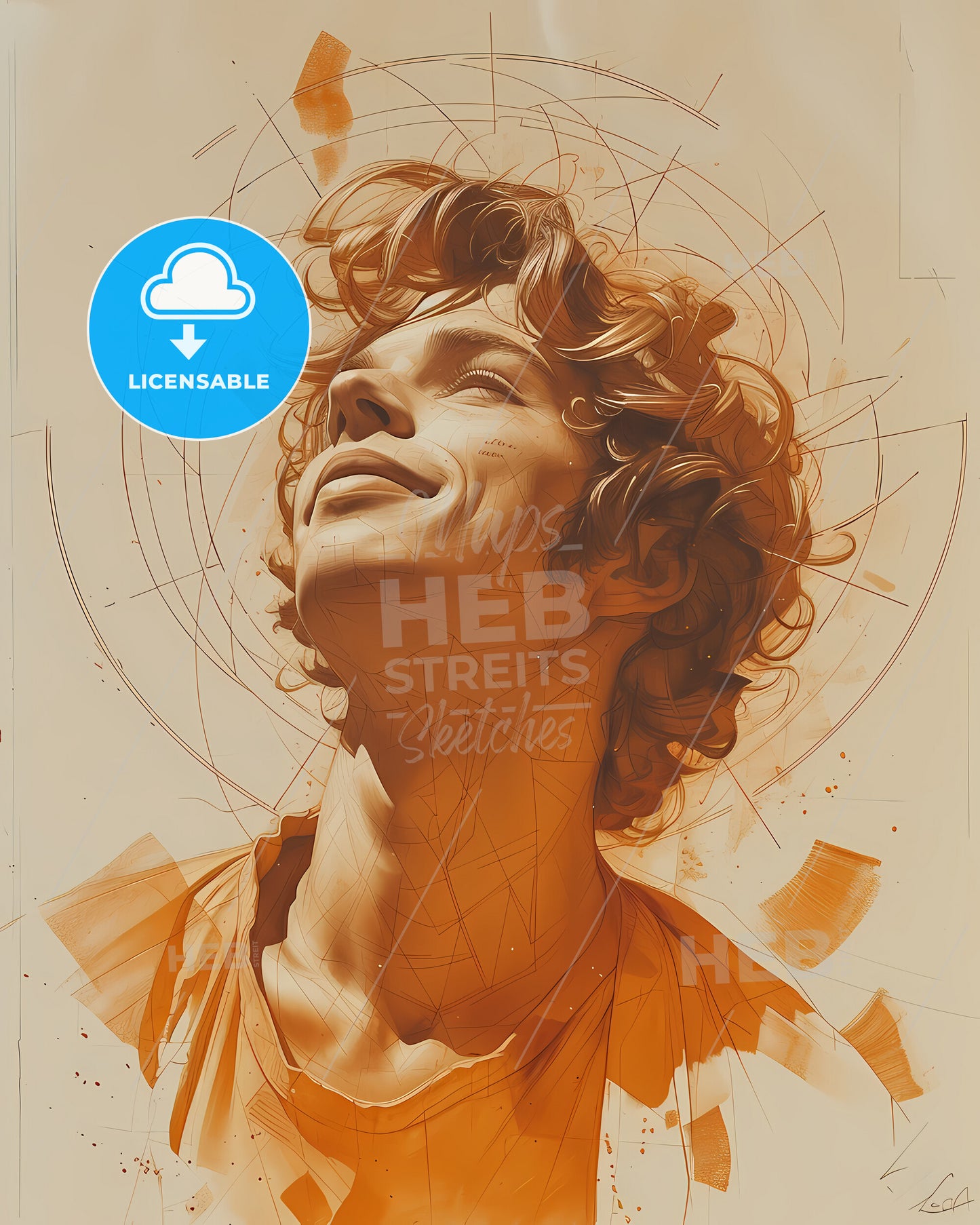 Apollo, God of the Sun and Arts, a drawing of a man