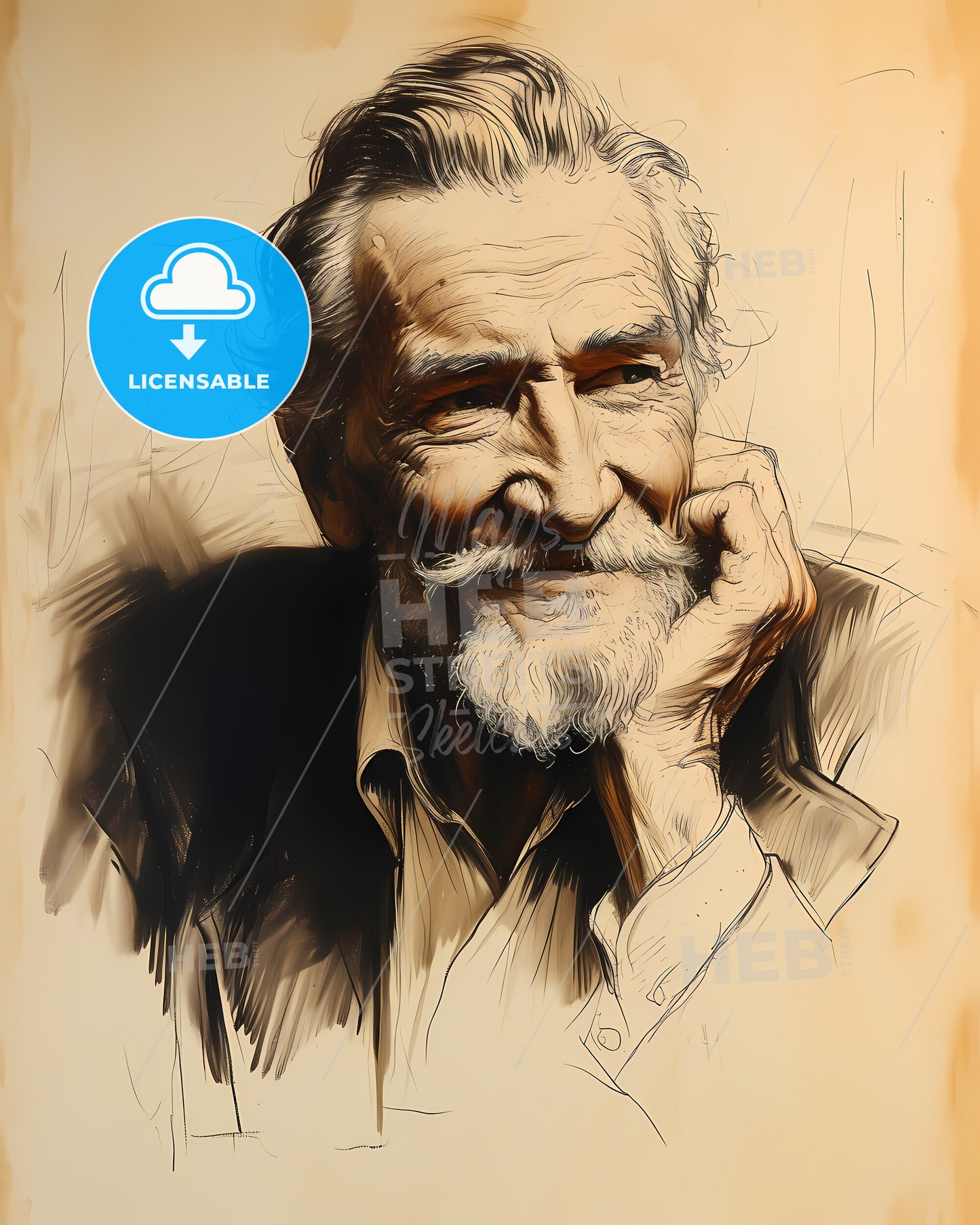 Giuseppe, Verdi, 1813 - 1901, a drawing of a man with a beard