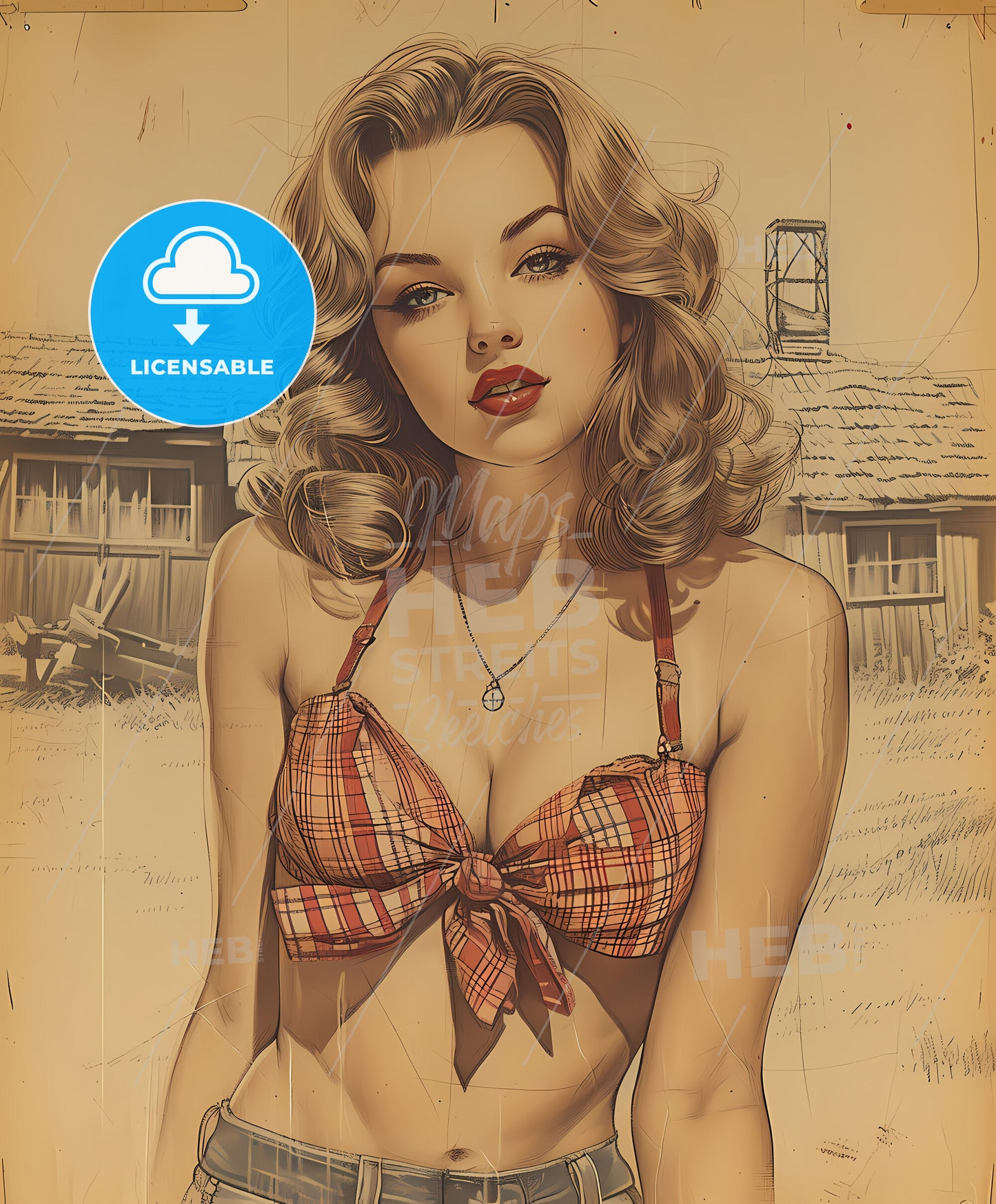 Strange, girl in creepy village, a woman in a garment