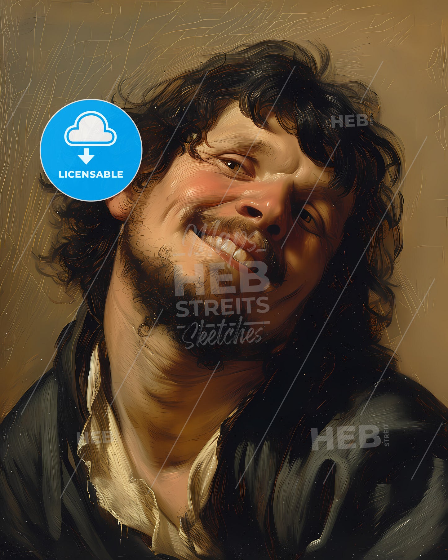 Gaspar, de Portolá , 1716 - 1786, a man with long hair smiling