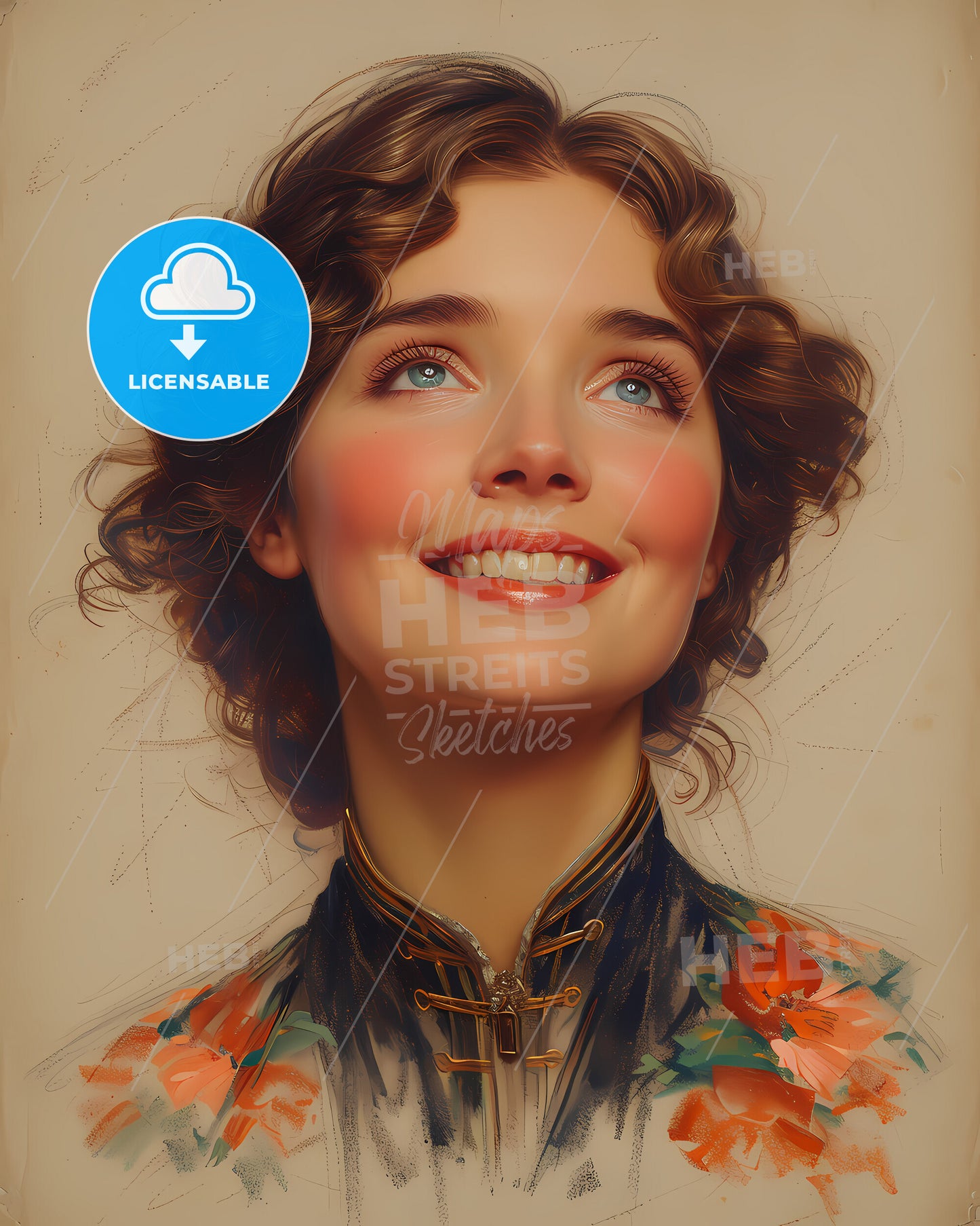 Ellen, Terry, 1847 - 1928, a woman looking up to the side