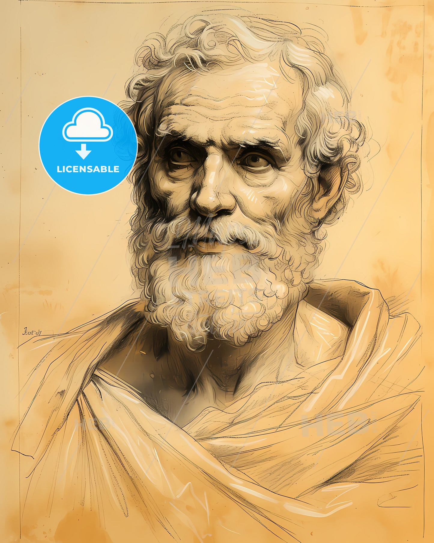 Epictetus, c. 50 AD - c. 135 AD, a drawing of a man with a beard