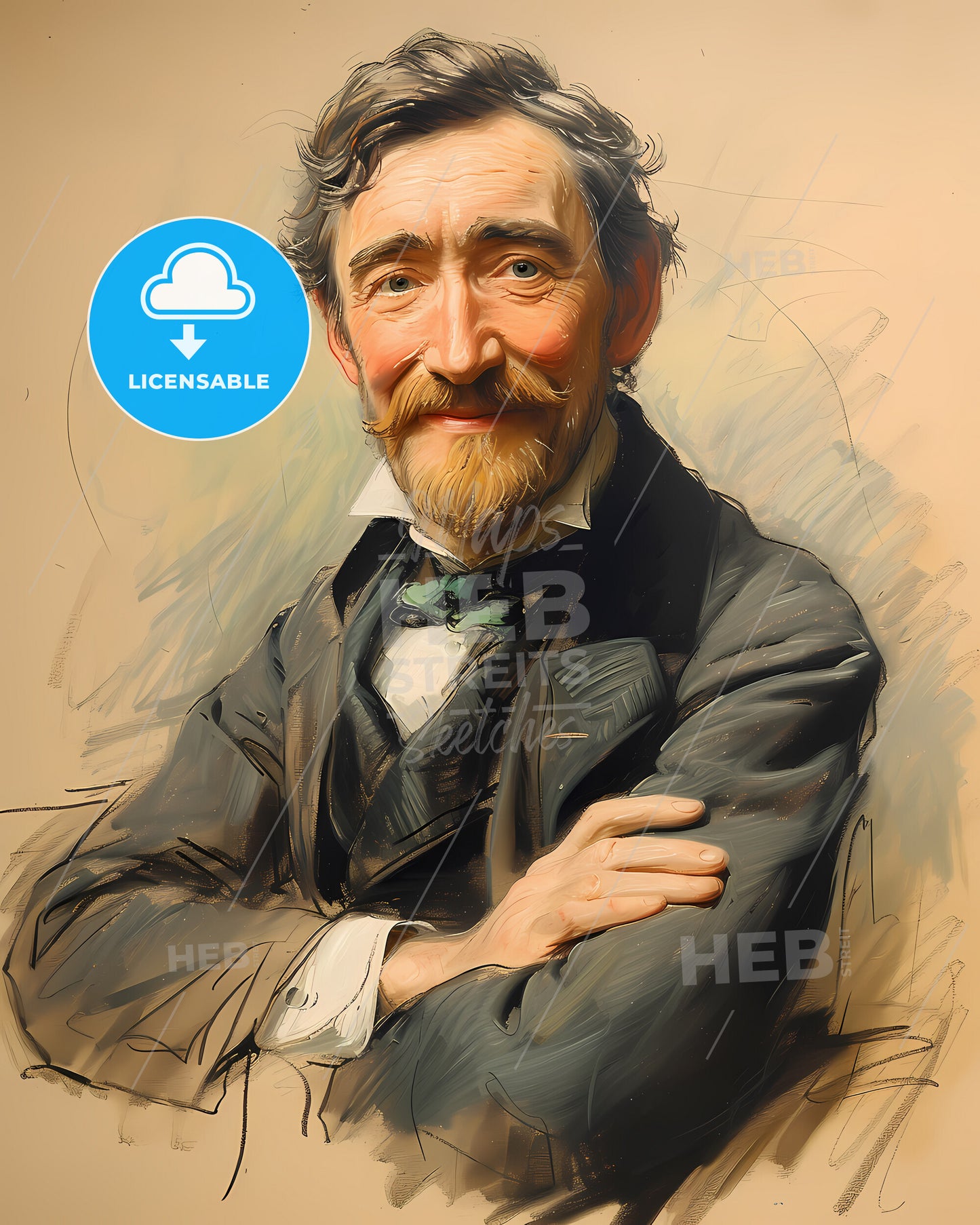 Giacomo, Puccini, 1858 - 1924, a man with his arms crossed