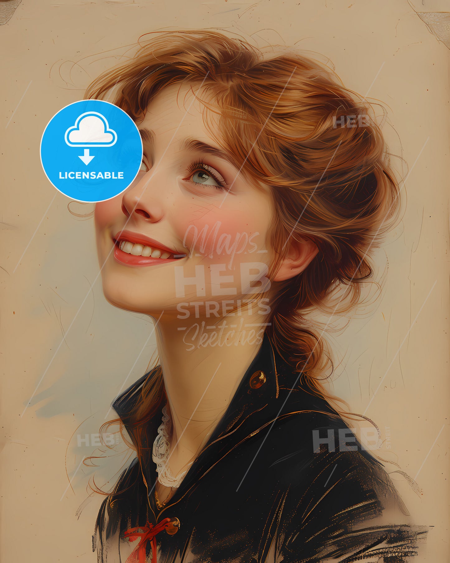 Ellen, Terry, 1847 - 1928, a woman looking up to the side