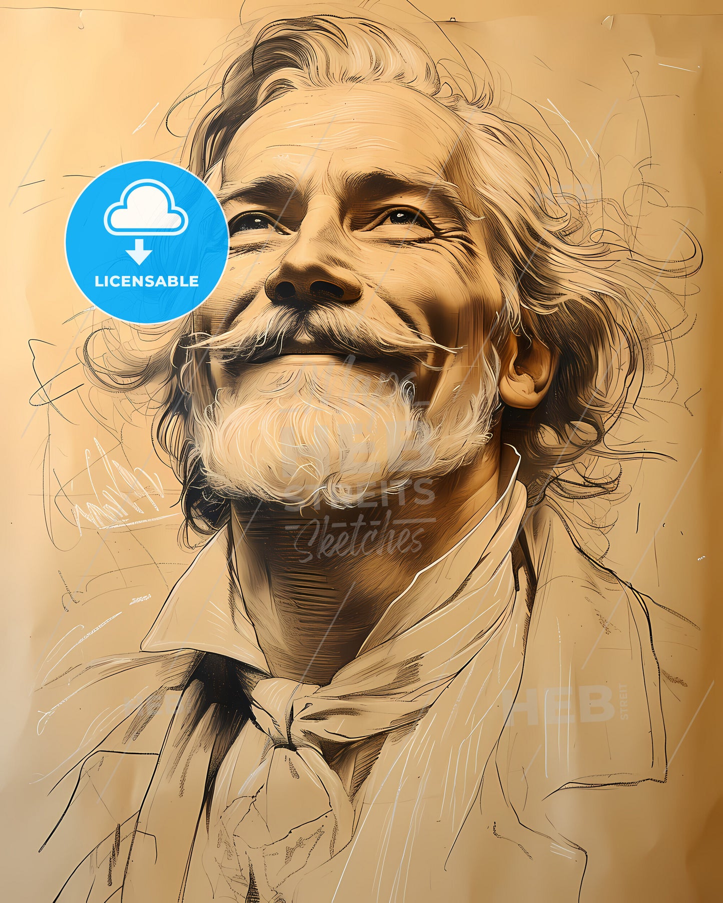 Giuseppe, Verdi, 1813 - 1901, a drawing of a man with a mustache