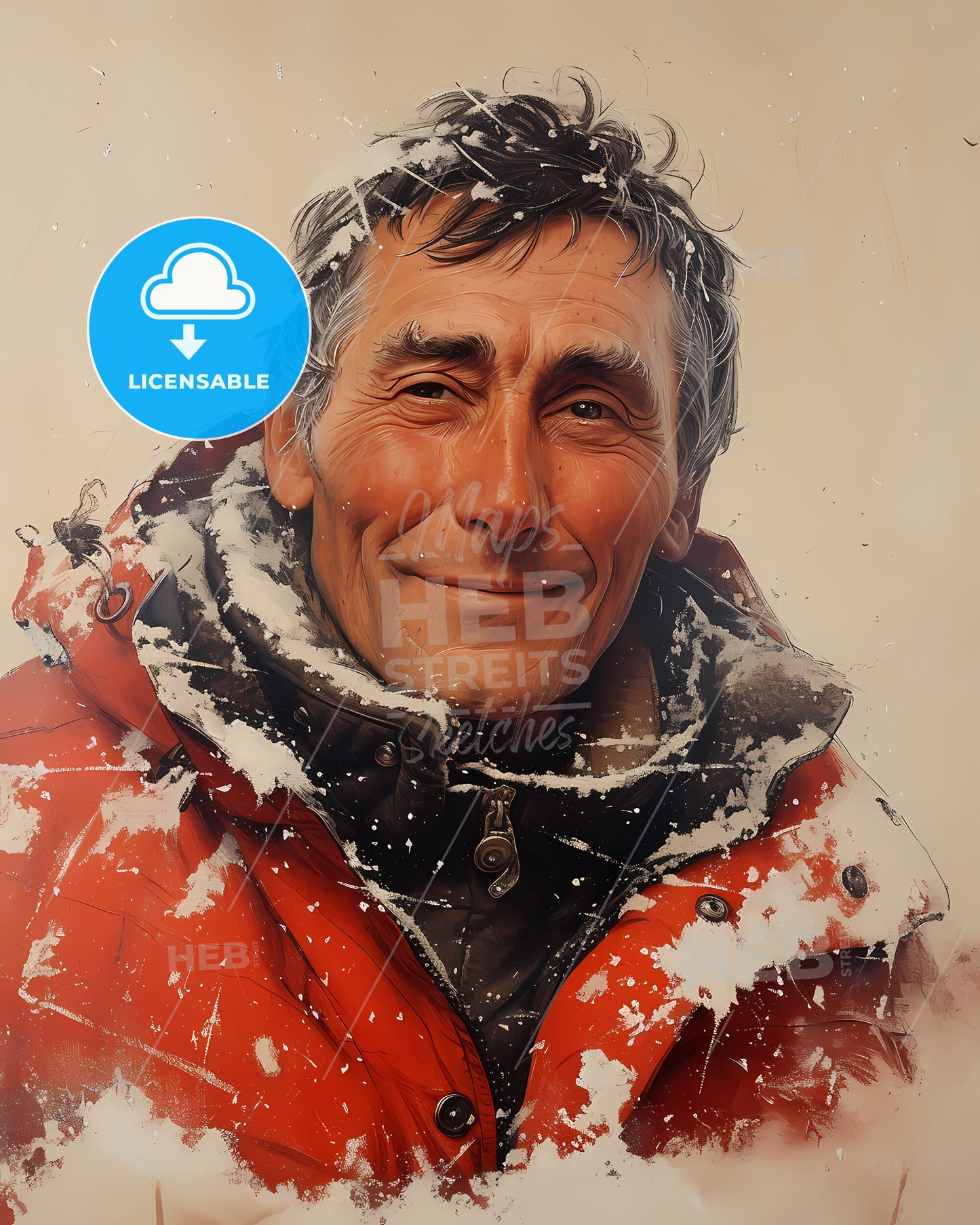 Elisha, Kane, 1820 - 1857, a man in a red coat with snow on his face