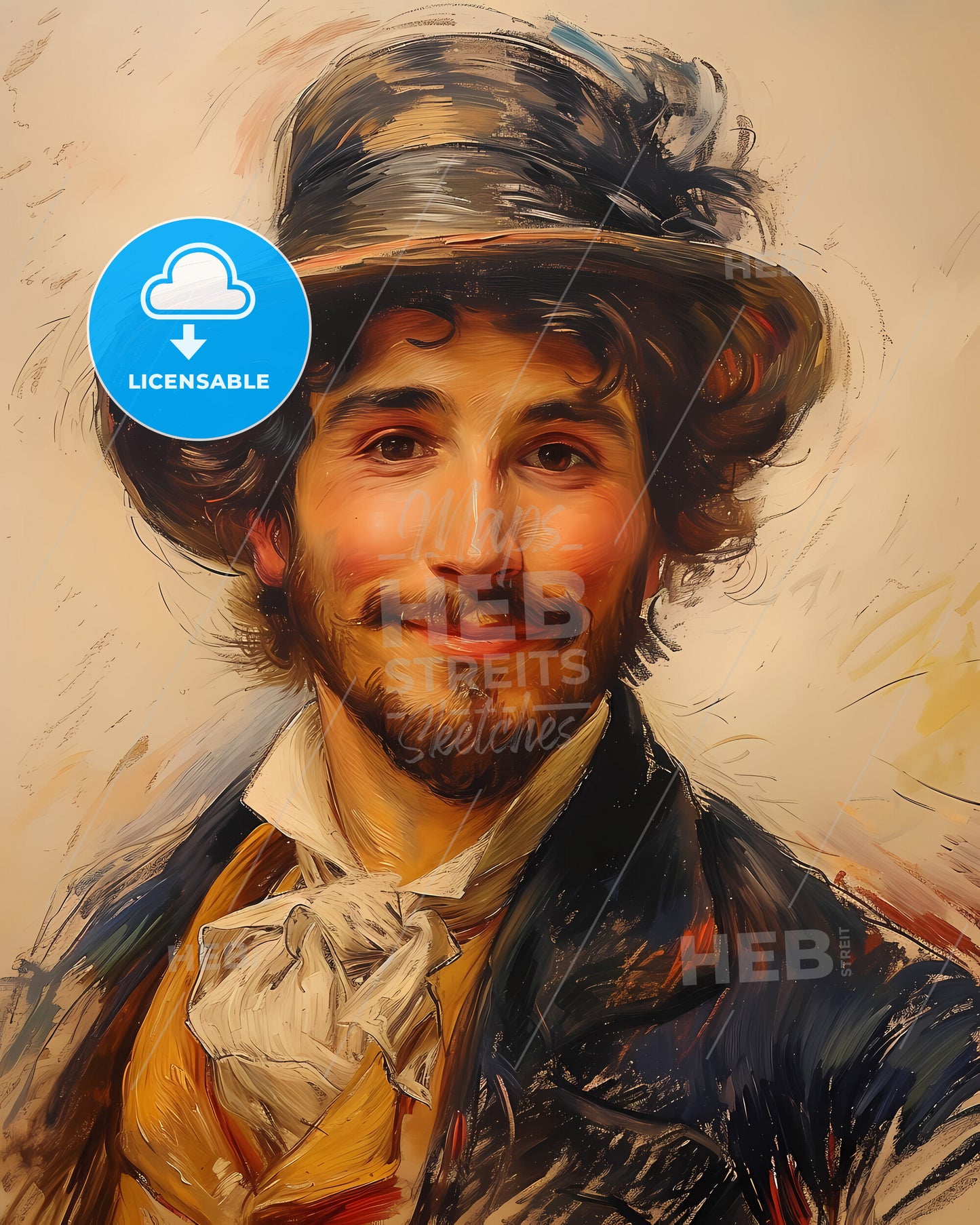 Pierre-Auguste, Renoir, 1841 - 1919, a man wearing a hat