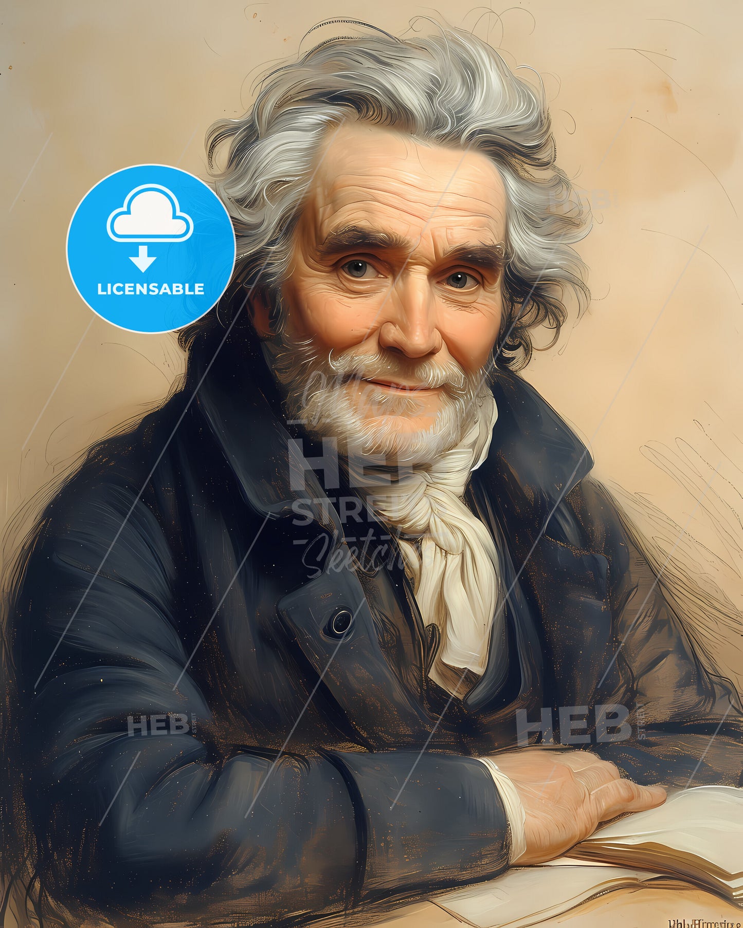 John, Hunter, 1728 - 1793, a man with white hair and a beard