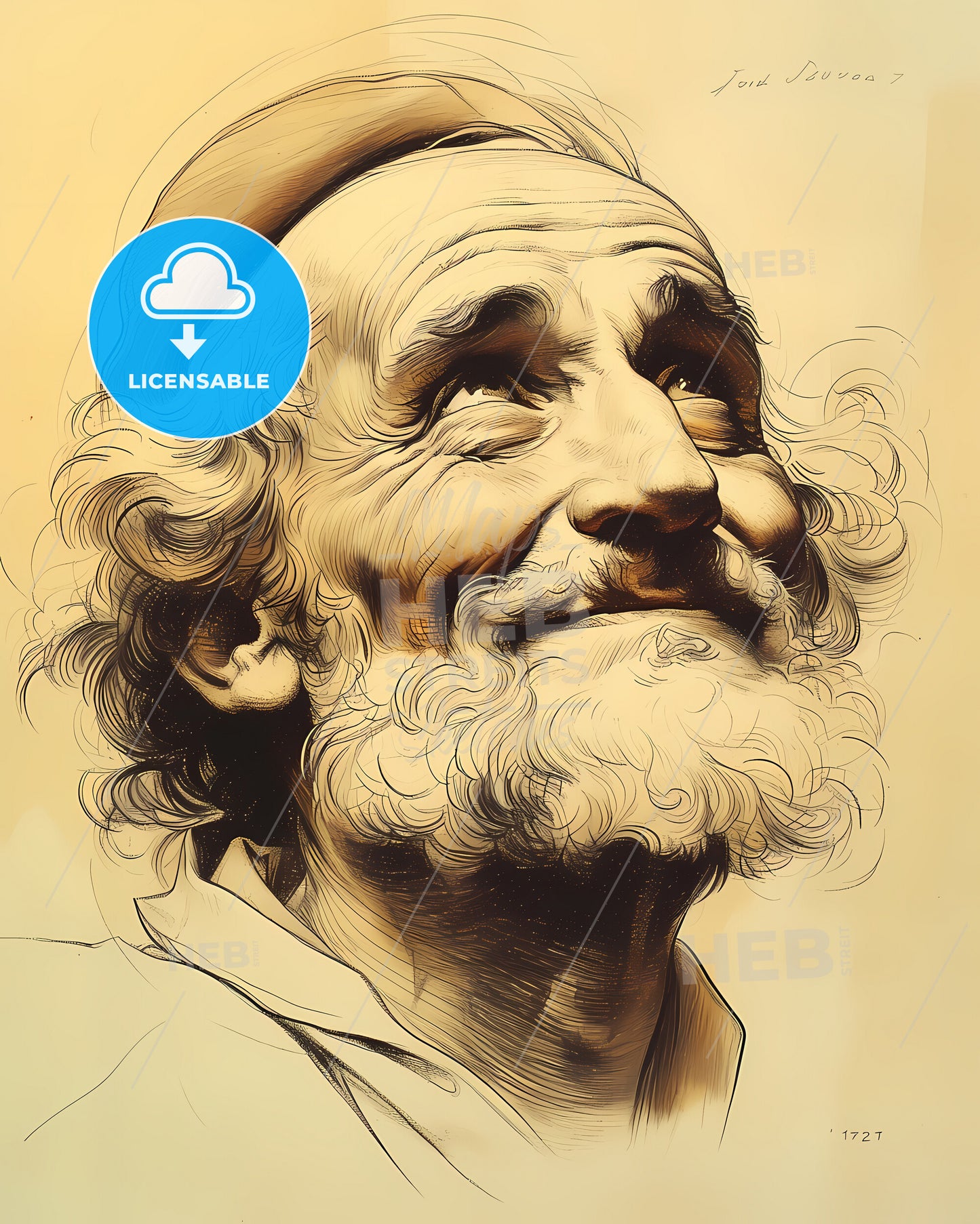 John, Donne, 1572 - 1631, a drawing of a man with a beard