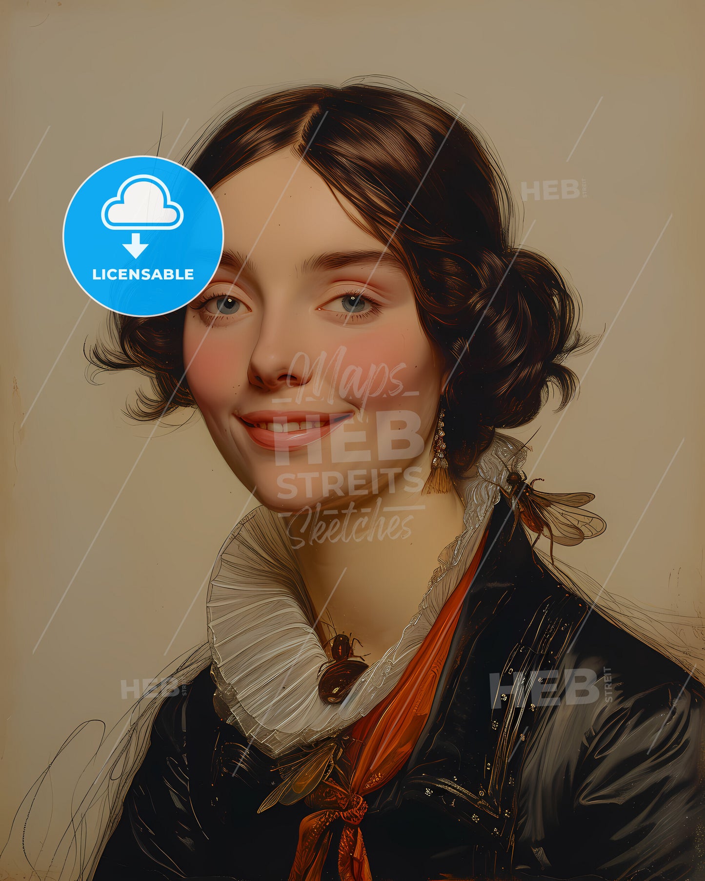 Maria, Sibylla Merian, 1647 - 1717, a woman with brown hair and a white ruffled collar