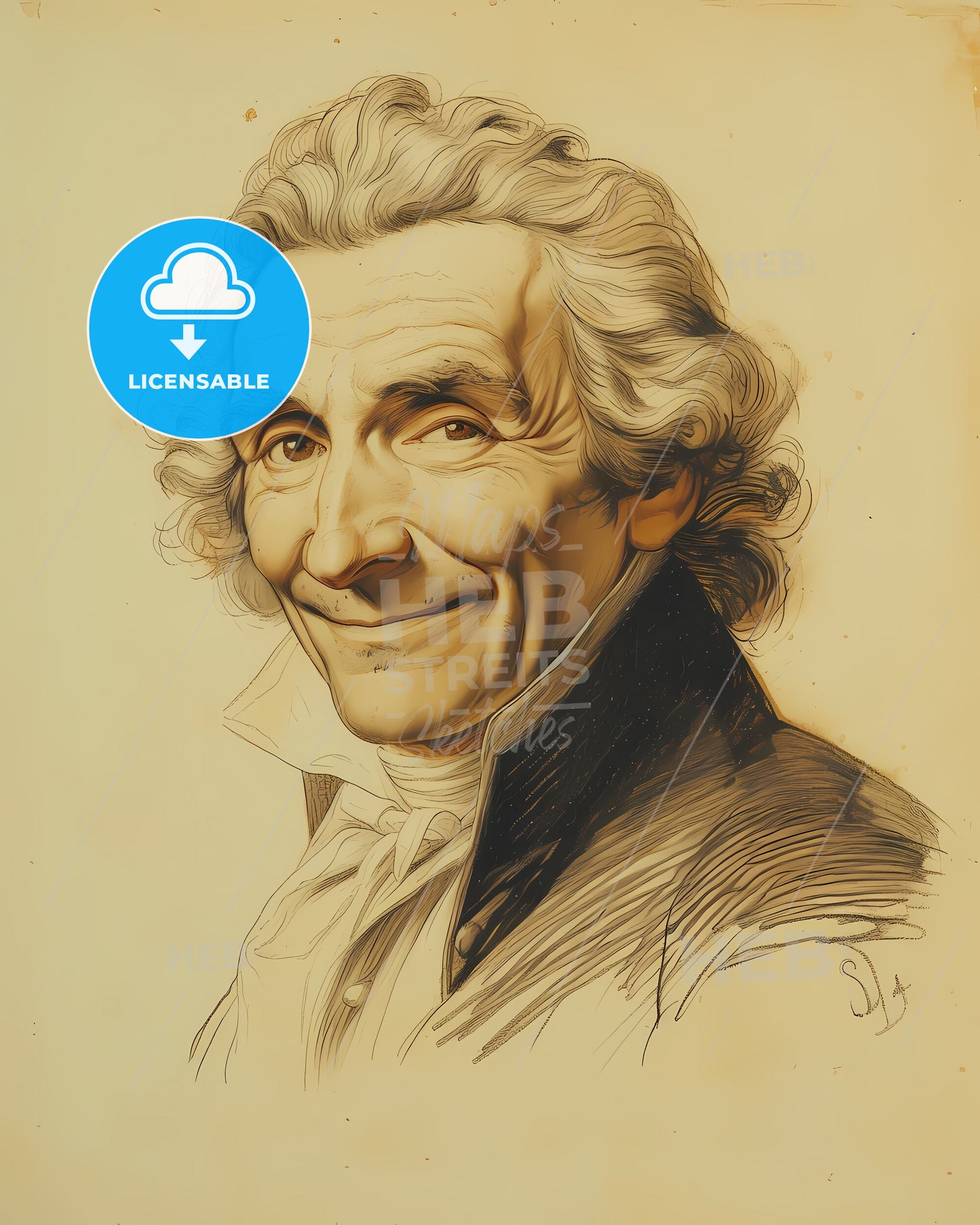 Tomaso, Albinoni, 1671 - 1751, a drawing of a man smiling