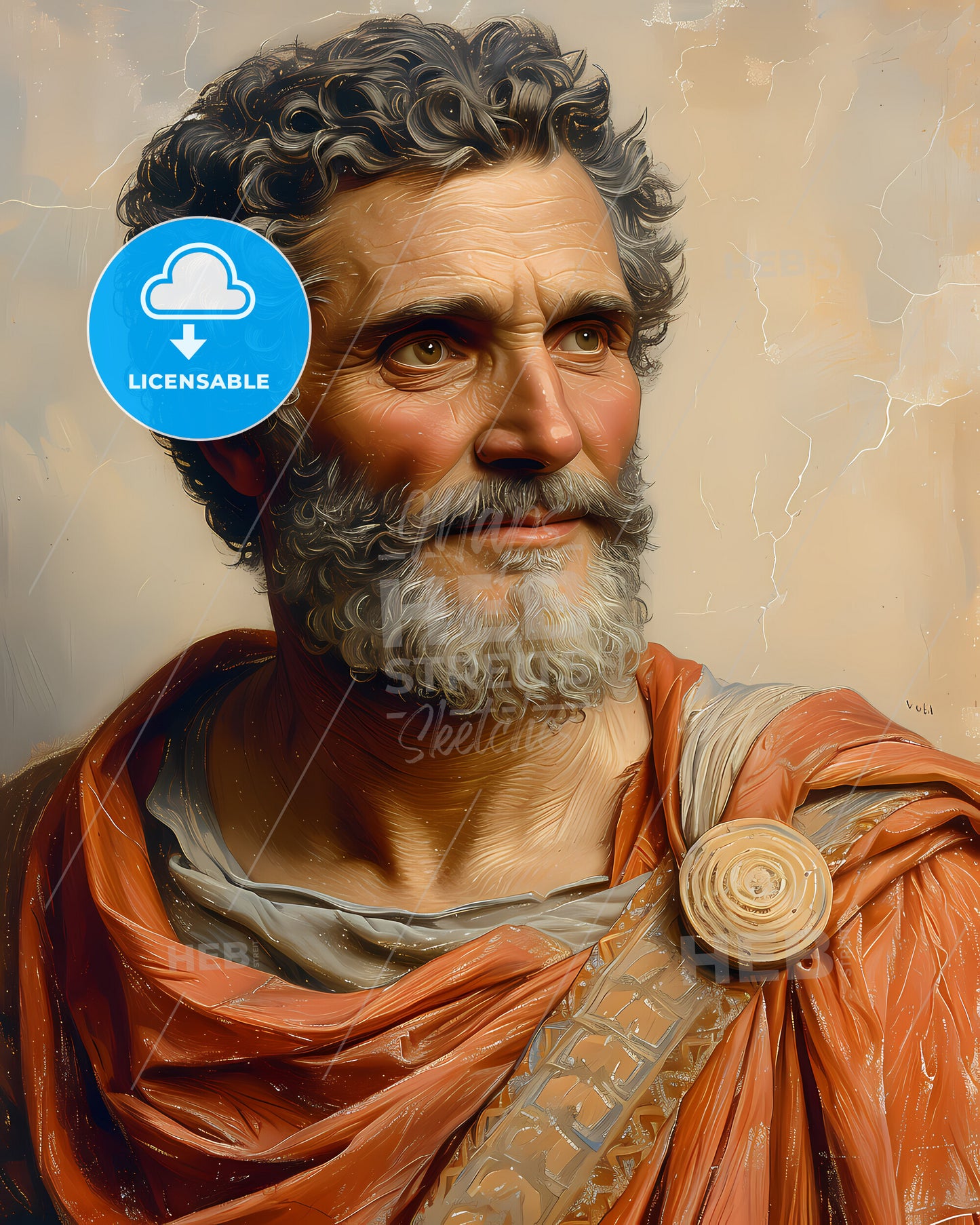 Democritus, c. 460 BC - c. 370 BC, a painting of a man wearing a robe