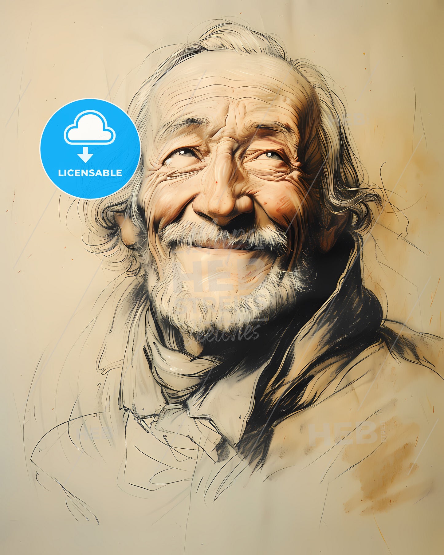 John, Milton, 1608 - 1674, a drawing of a man smiling