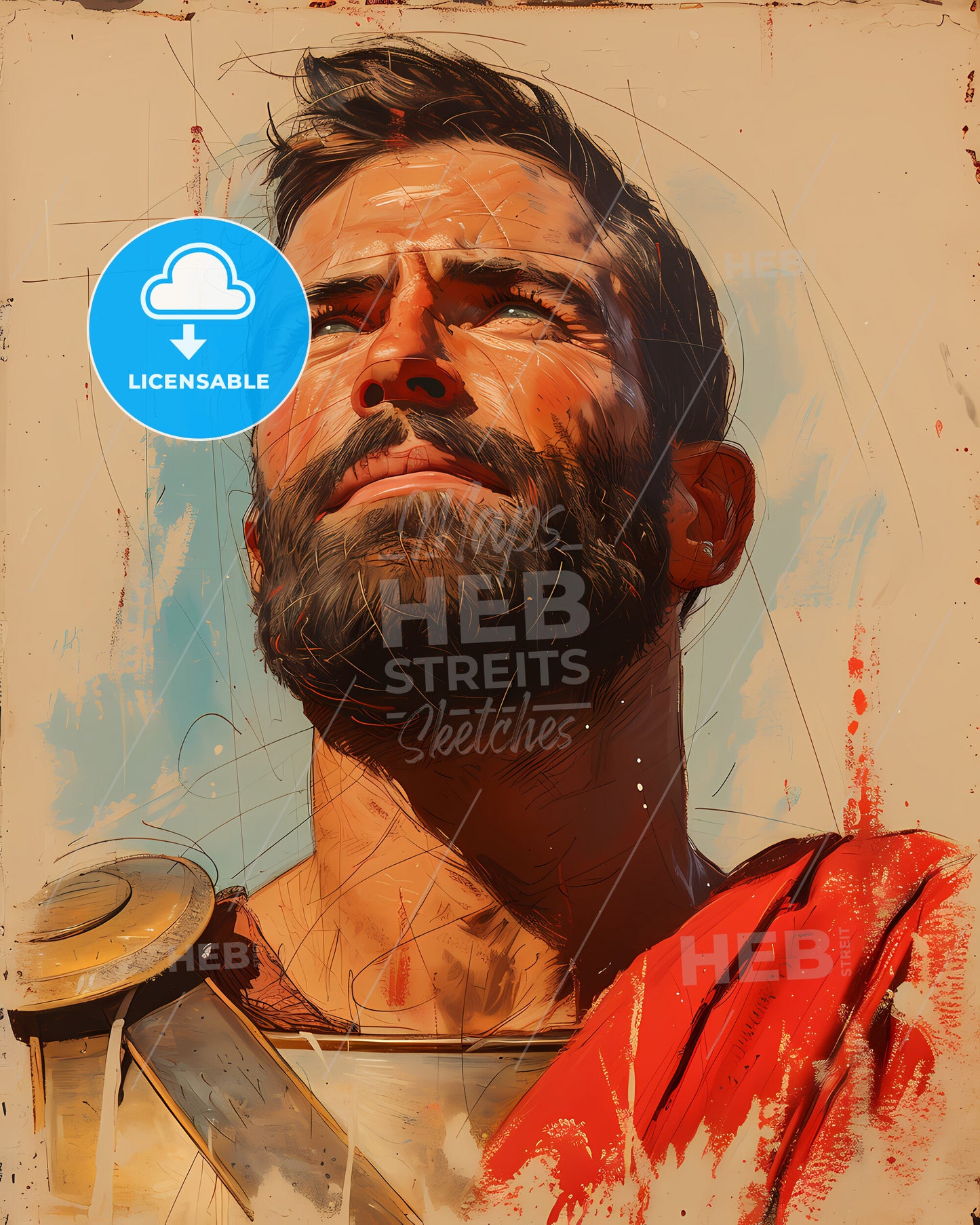 Miltiades, c. 550 BCE - 489 BCE, a man with a beard and a red robe