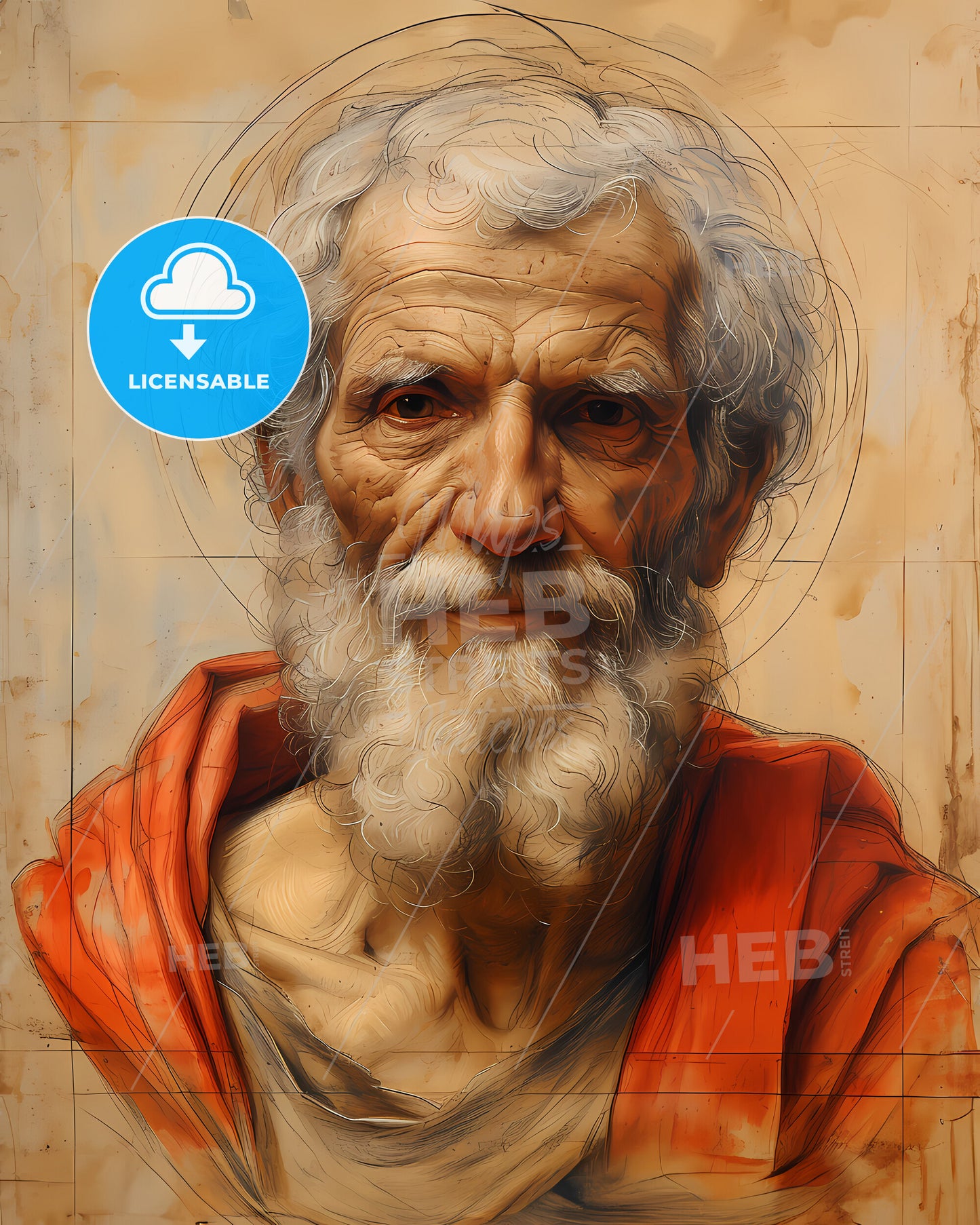 c. 412-404 BC - c. 323 BC, a painting of a man with a beard