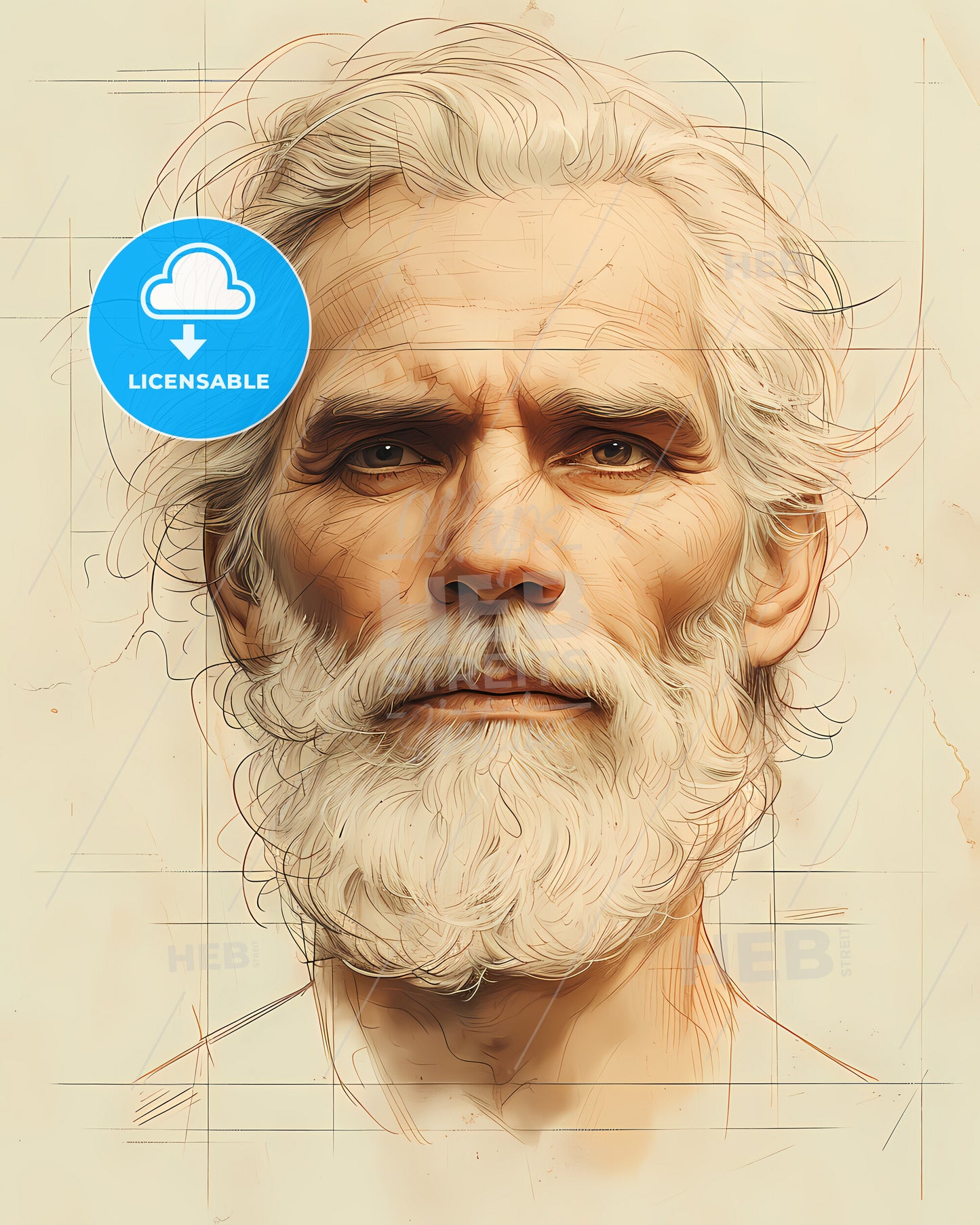 Zeus, King of the Gods, a drawing of a man with a beard
