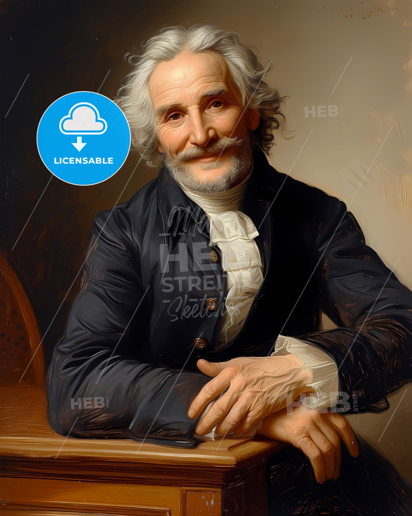 Andrew, Meikle, 1719 - 1811, a man with white hair and beard wearing a black jacket