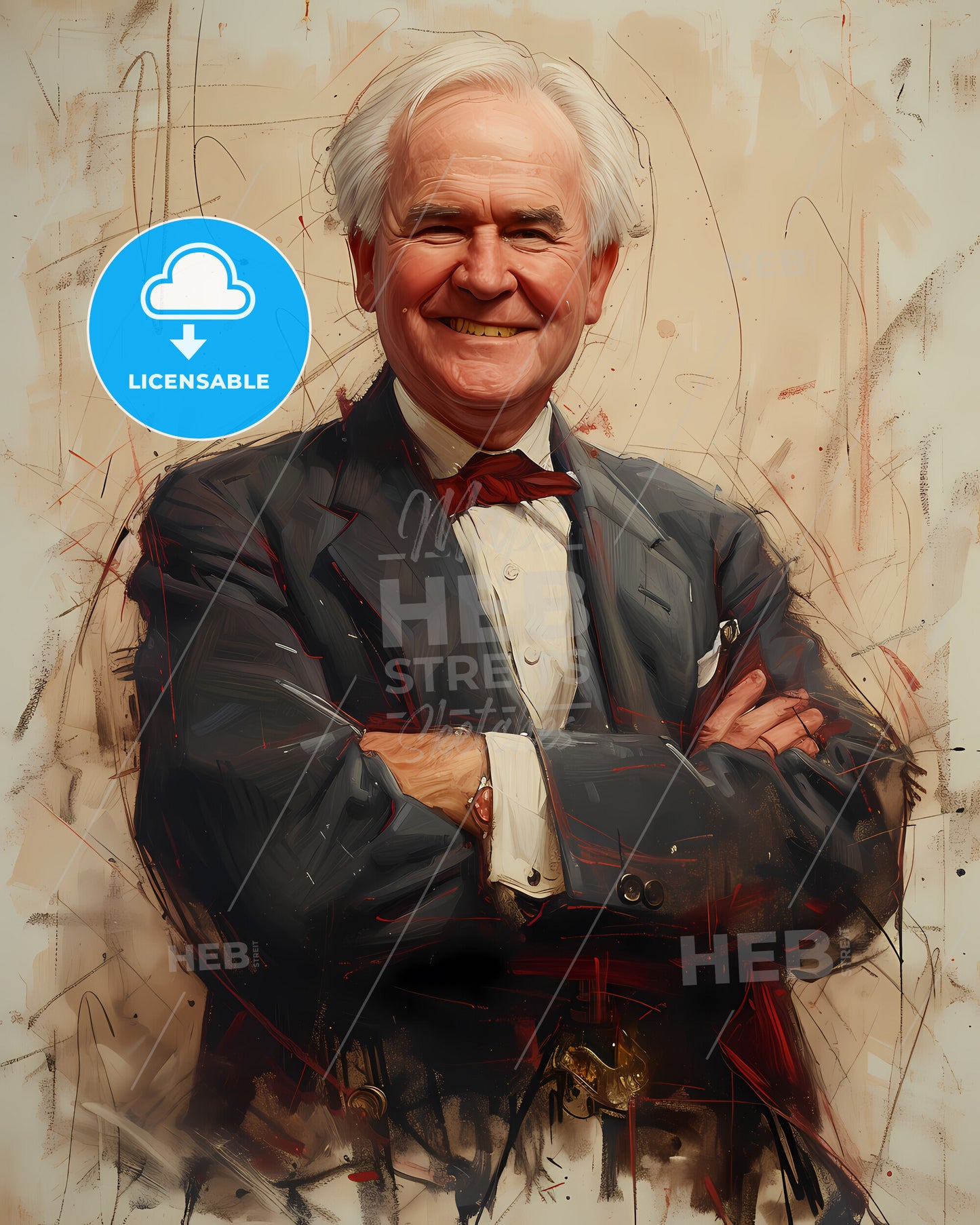 Thomas, Edison, 1847 - 1931, a man in a suit with his arms crossed