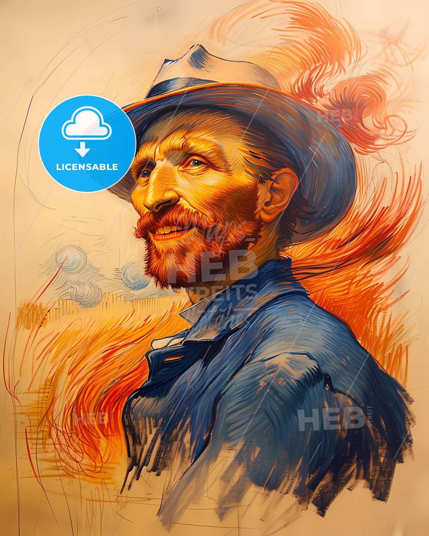 Vincent, van Gogh, 1853 - 1890, a man with a hat