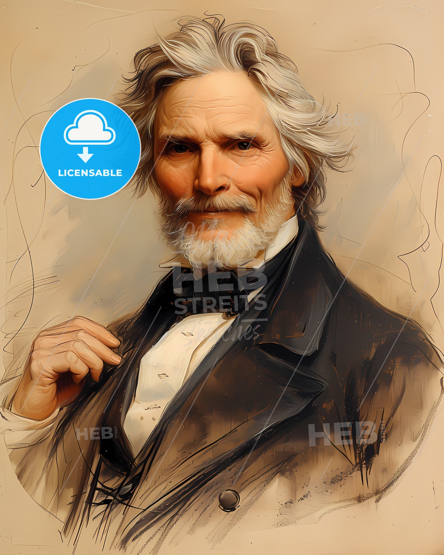 Joseph, Jefferson, 1829 - 1905, a man with a beard and mustache wearing a suit