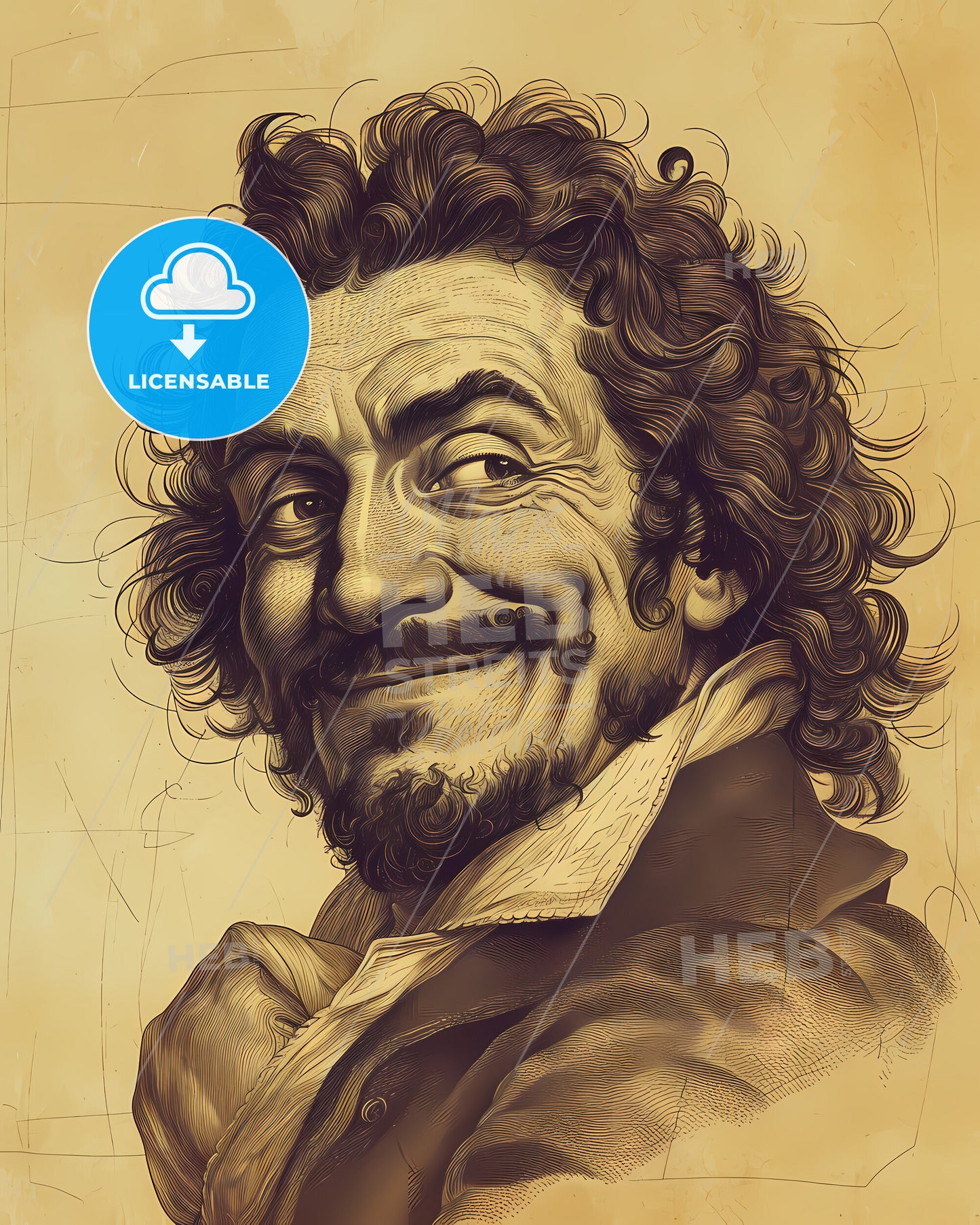 Francesco, Cavalli, 1602 - 1676, a man with curly hair and beard