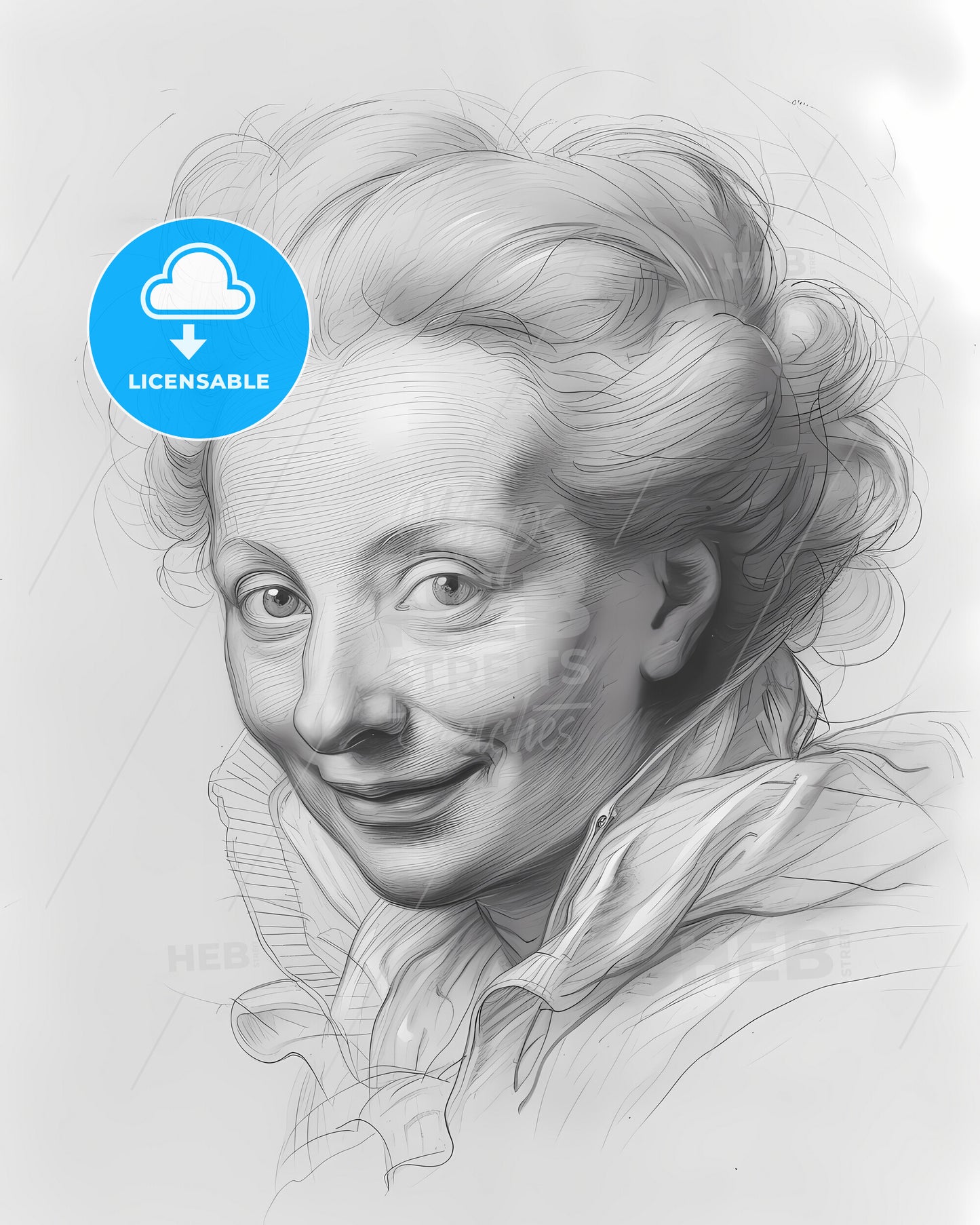 Christina, Queen of Sweden, a drawing of a woman