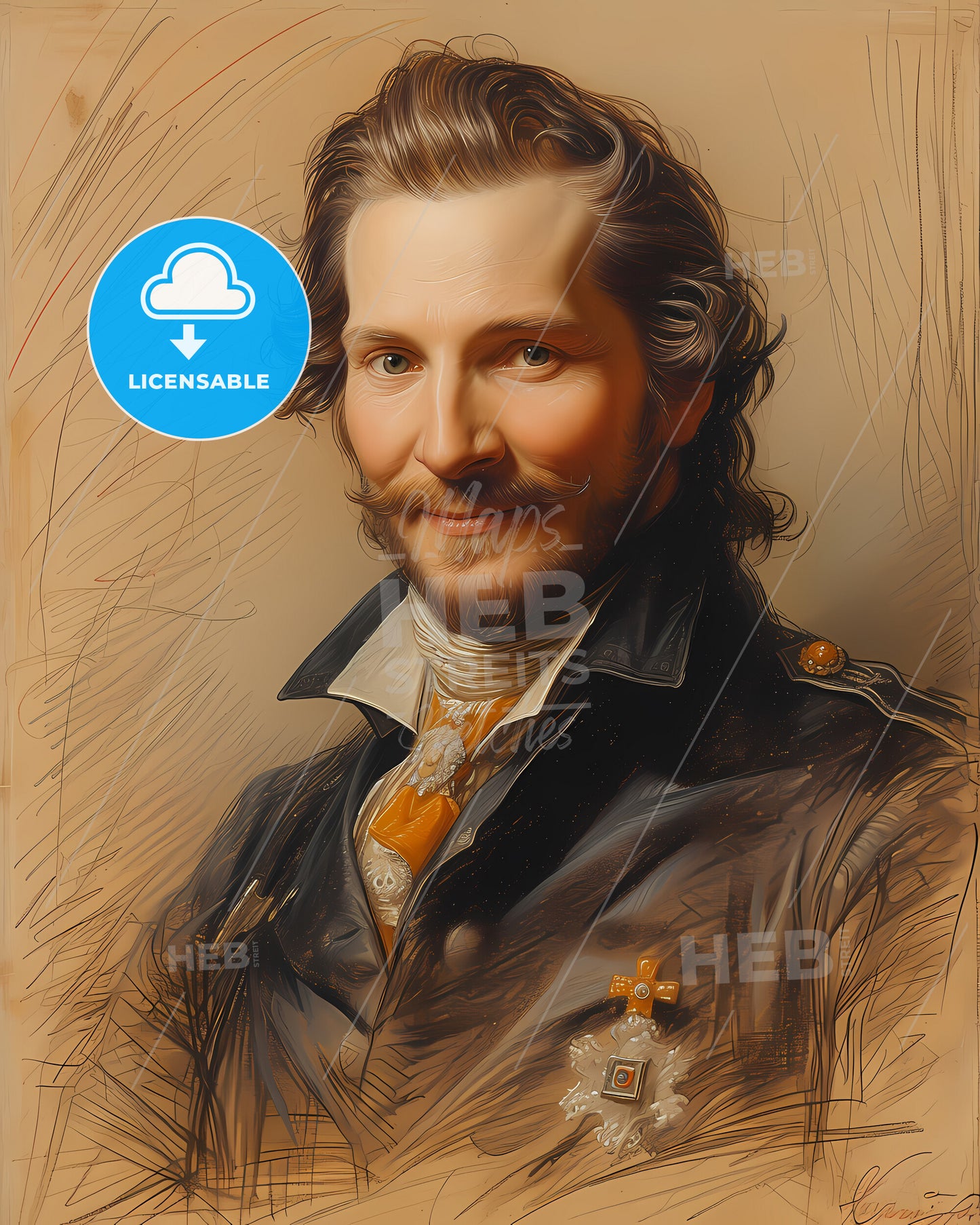 Charles VI, Holy Roman Emperor, 1685 - 1740, a man with a beard and mustache wearing a military uniform