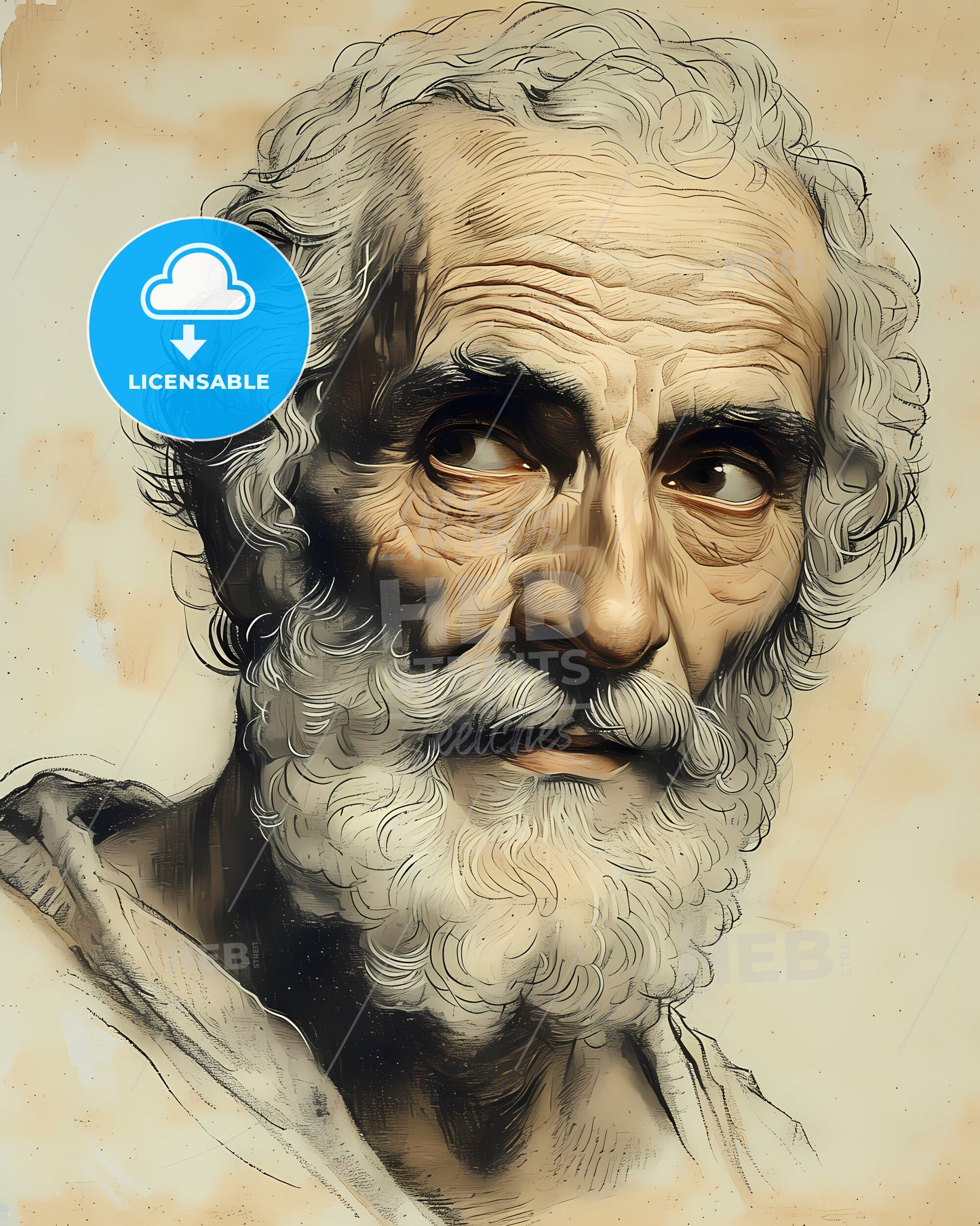 Heraclitus, c. 535 BC - c. 475 BC, a drawing of a man with a beard