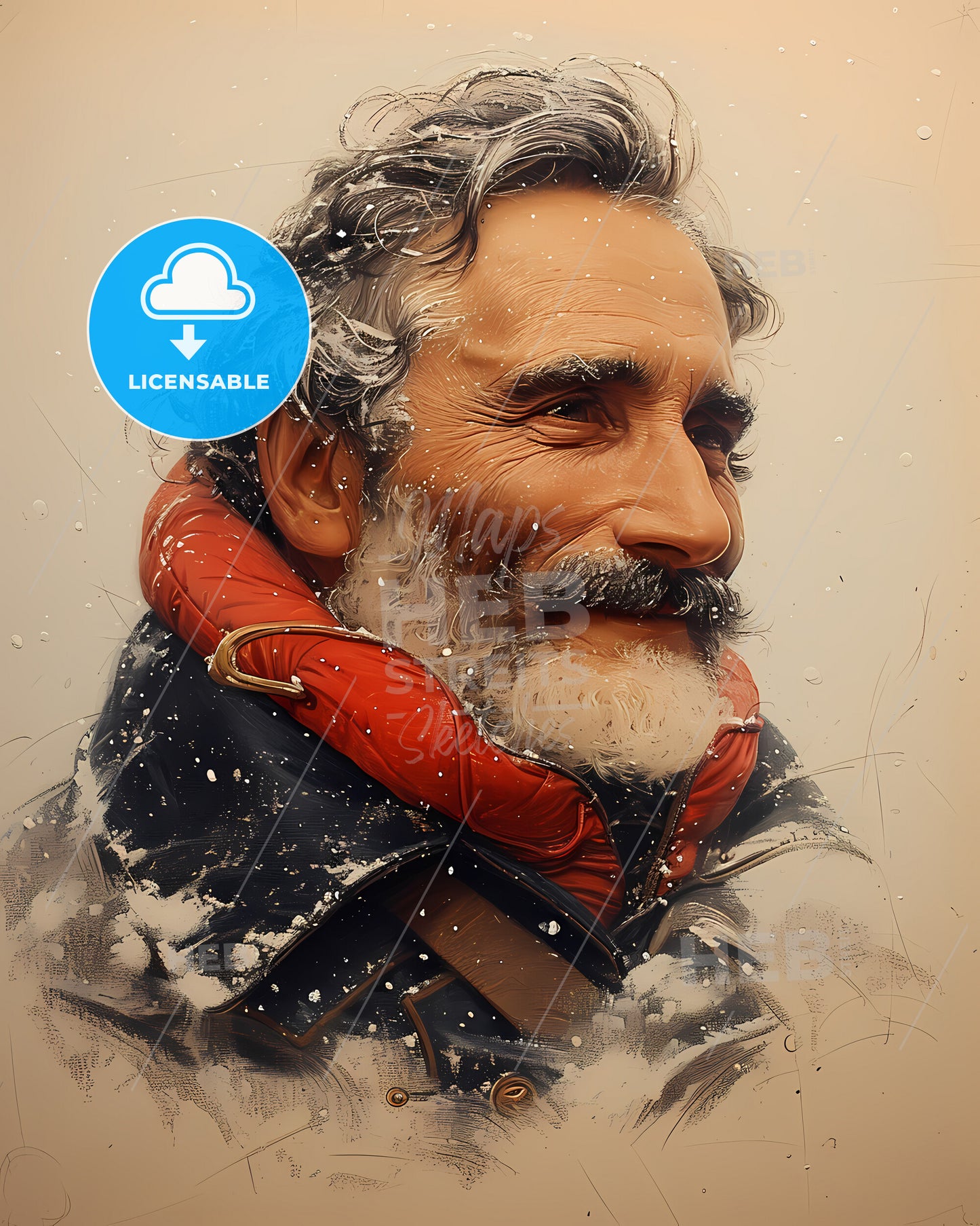 Frank, Wild, 1873 - 1939, a man with a beard wearing a jacket and snow