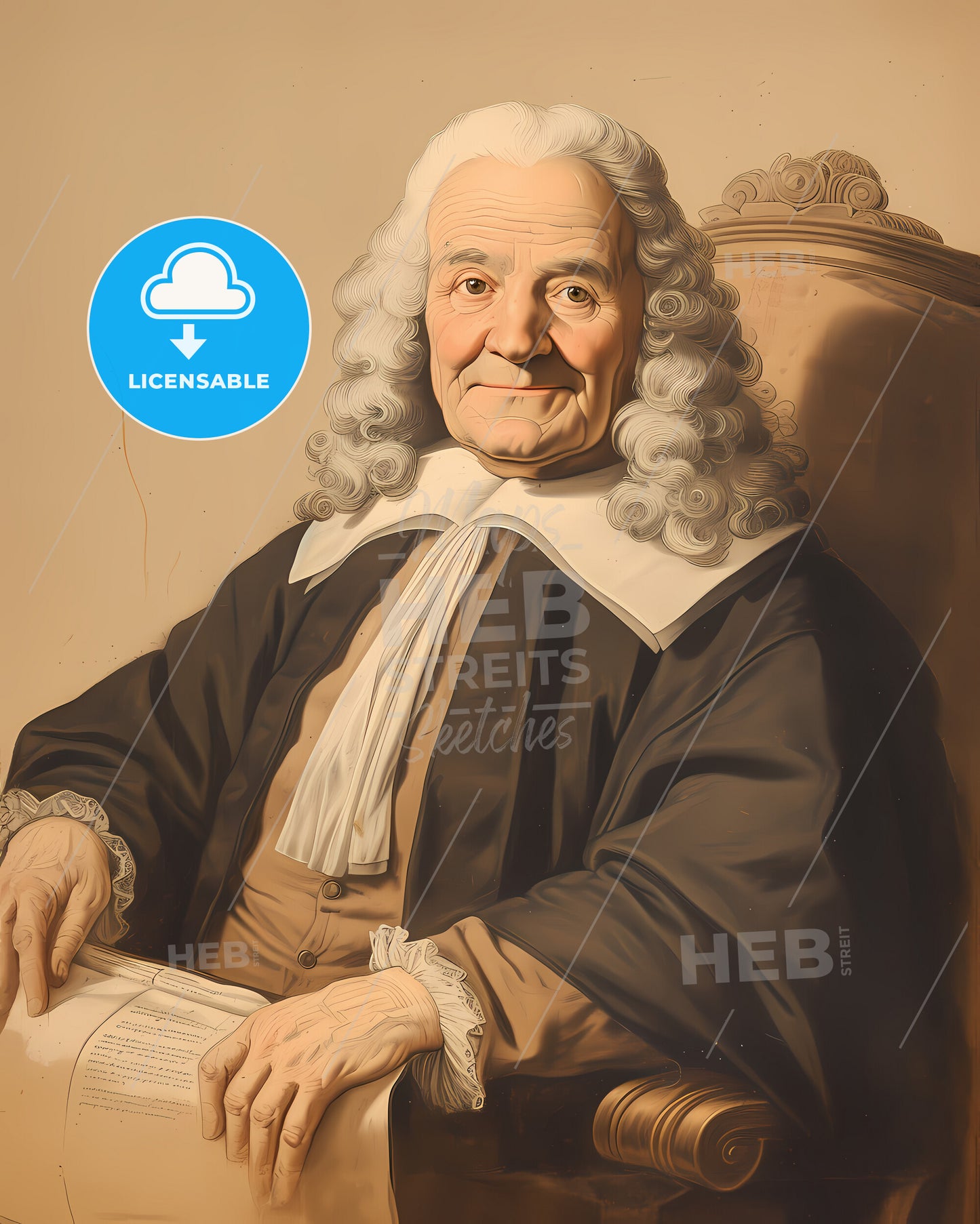 Pierre, Bayle, 1647 - 1706, a man with white curly hair wearing a black robe and brown pants