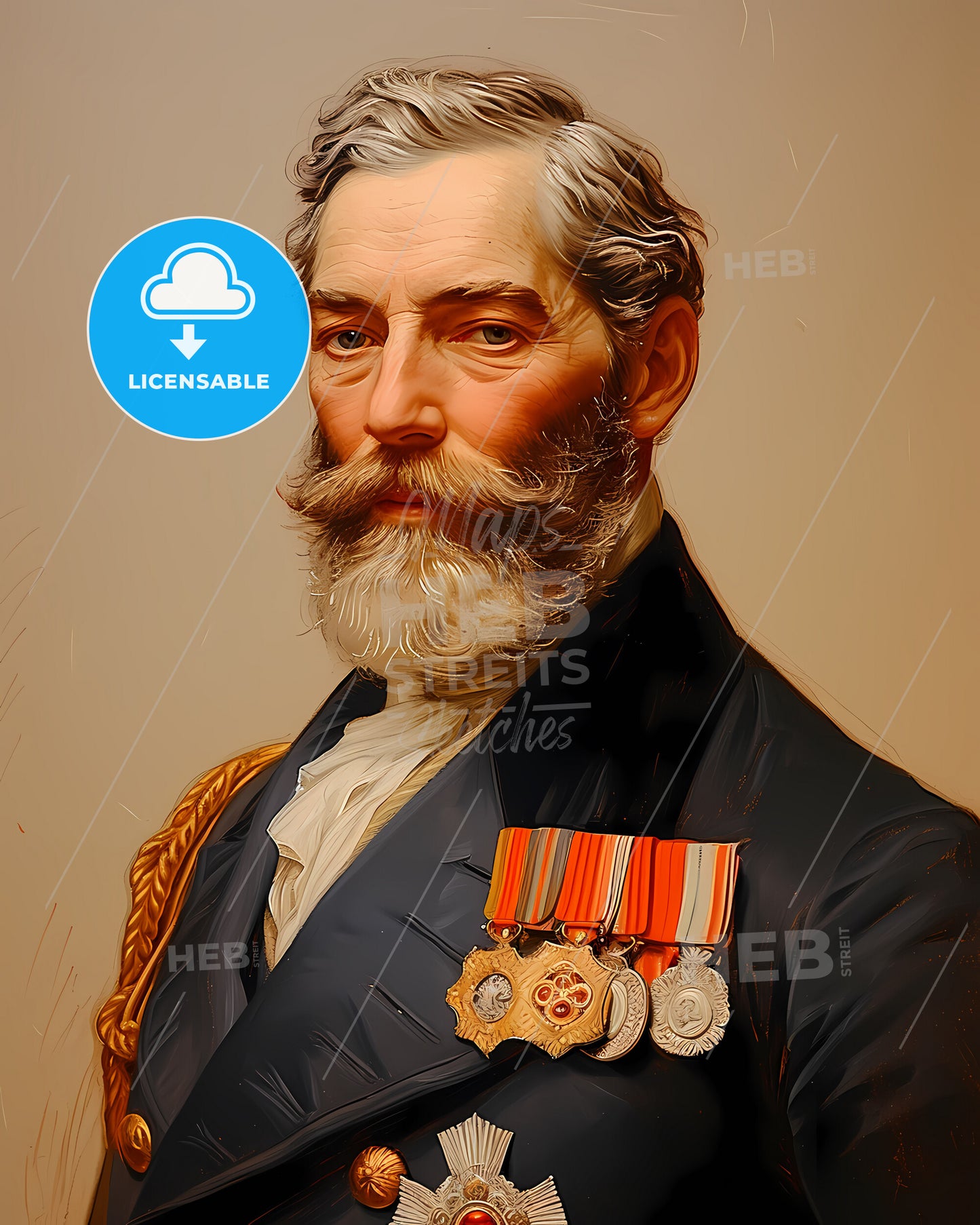 King, Leopold II of Belgium, 1835 - 1909, a man with a beard and mustache wearing a military uniform