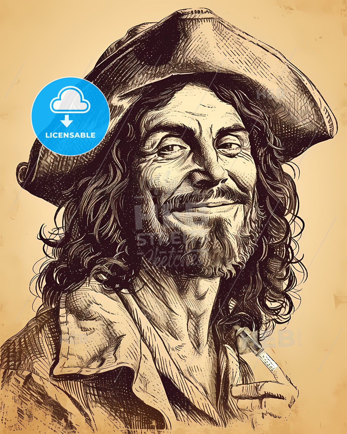 Étienne, Brûlé, c. 1592 - c. 1633, a drawing of a man in a hat