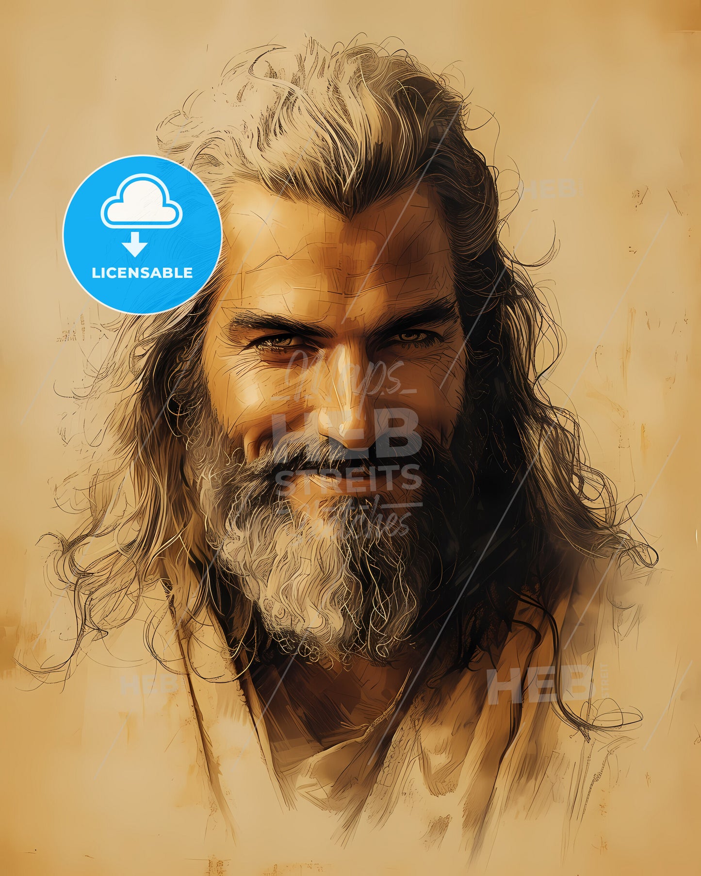 Hades, Pluto, God of the Underworld, a man with long hair and beard