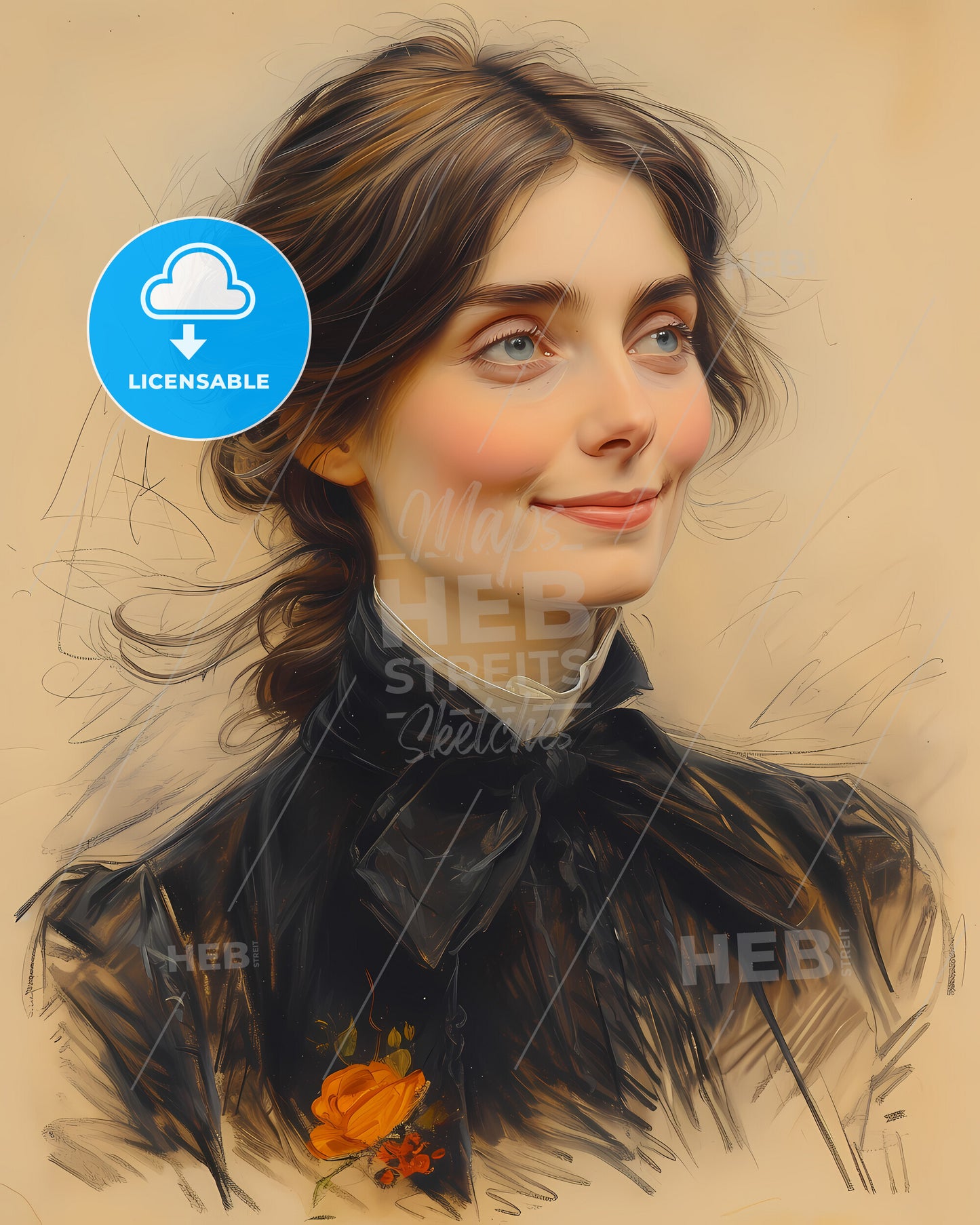 George Eliot, Mary Ann Evans, 1819 - 1880, a woman with a black shirt