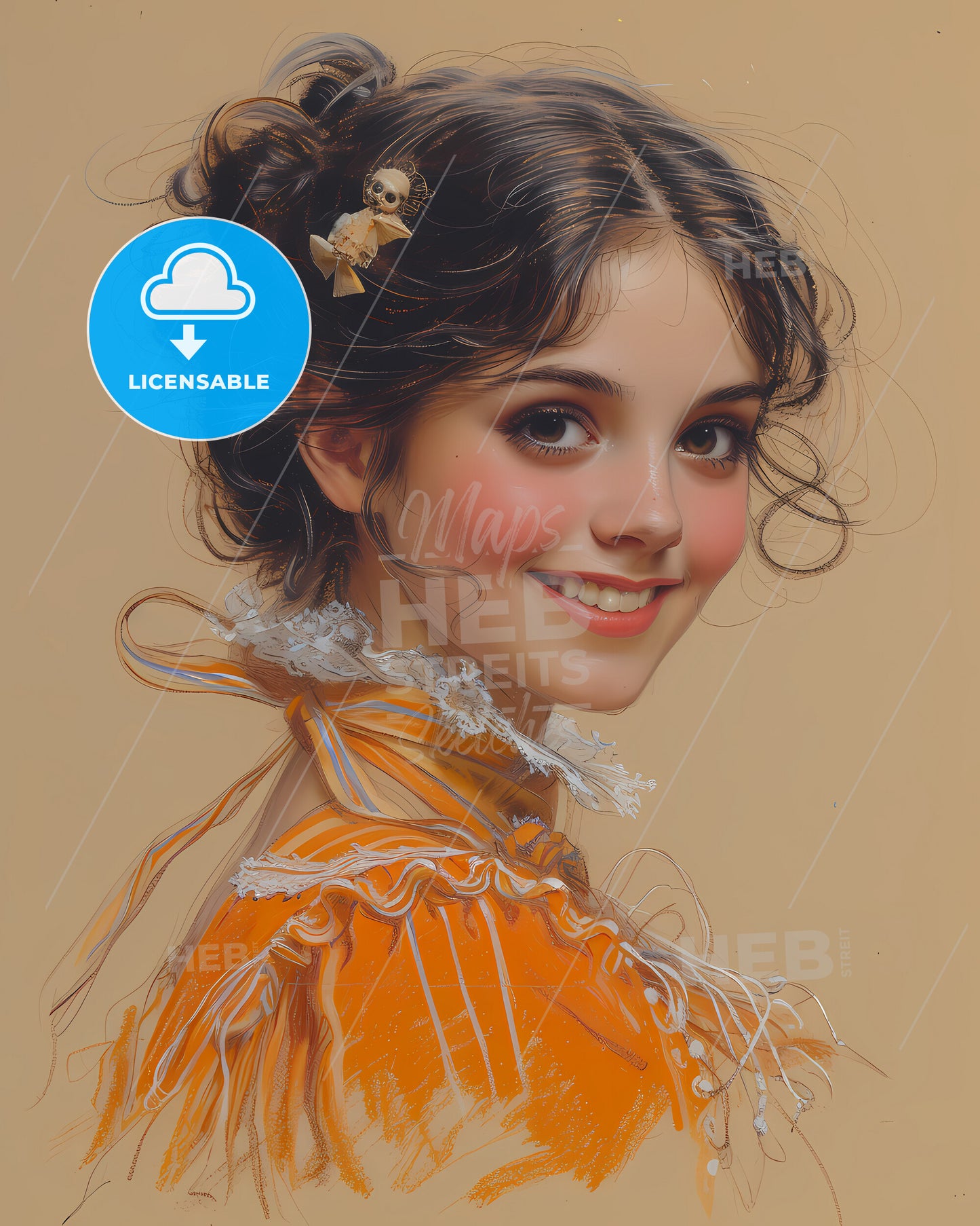 Marie, Taglioni, 1804 - 1884, a woman with a skull in her hair