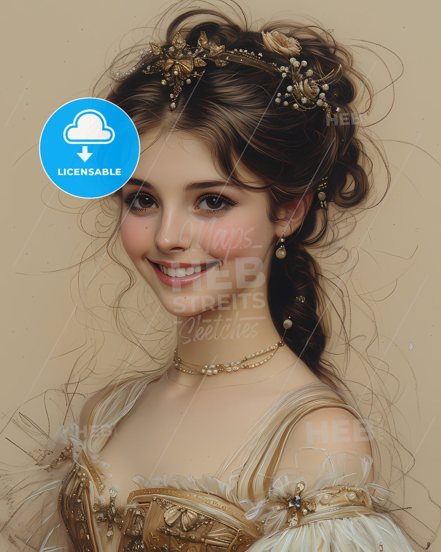 Marie, Taglioni, 1804 - 1884, a woman smiling with a tiara